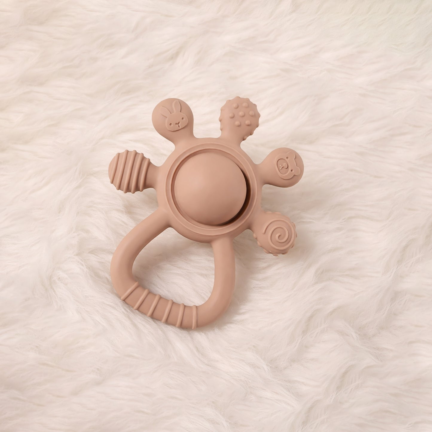 2-in-1 Silicone Rattle & Teether Toy - Soft Baby Chew Toy for Sore Gums - Easy-Grip Palm Teething Toy for Newborns