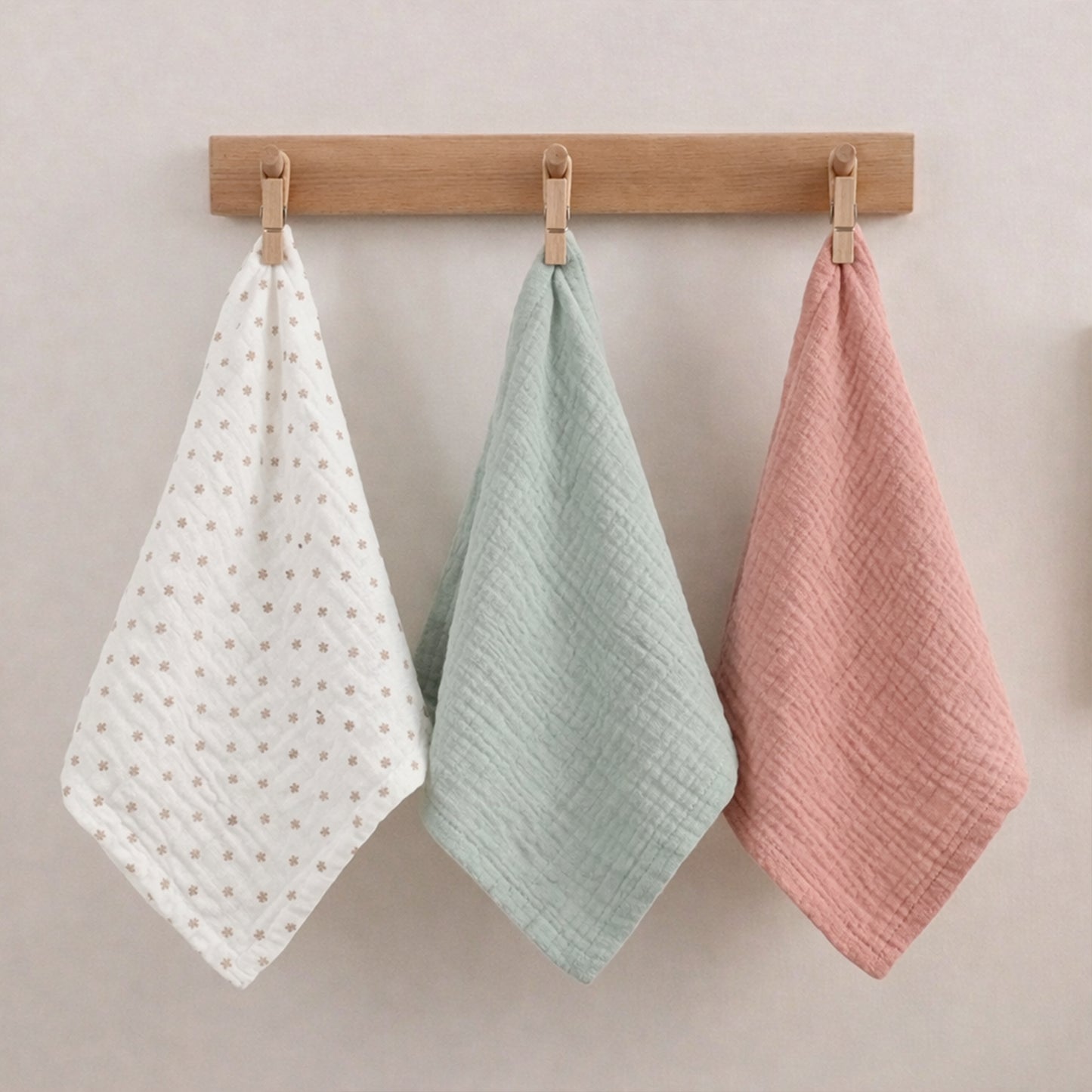 5-Piece Muslin Cotton Baby Washcloths - Soft Gauze Face & Hand Towels - Multipurpose Newborn Bathing & Shower Cloths - Square Infant Handkerchiefs