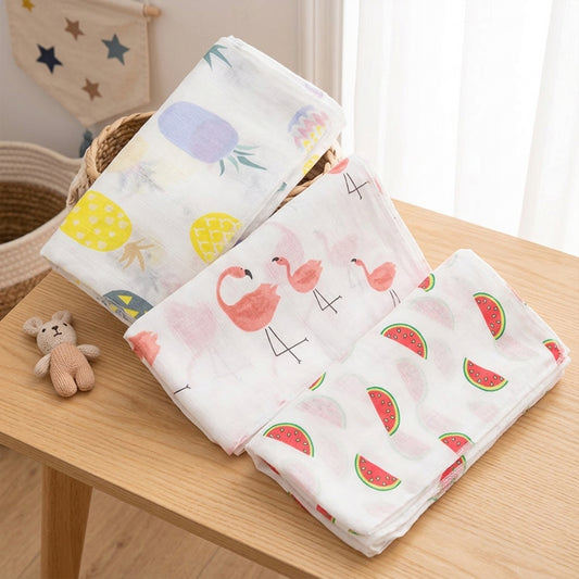 5-Piece 100% Cotton Gauze Baby Square Towels - 31x31cm Newborn Face & Hand Cloths - Cartoon Feeding Bibs & Bathing Handkerchiefs