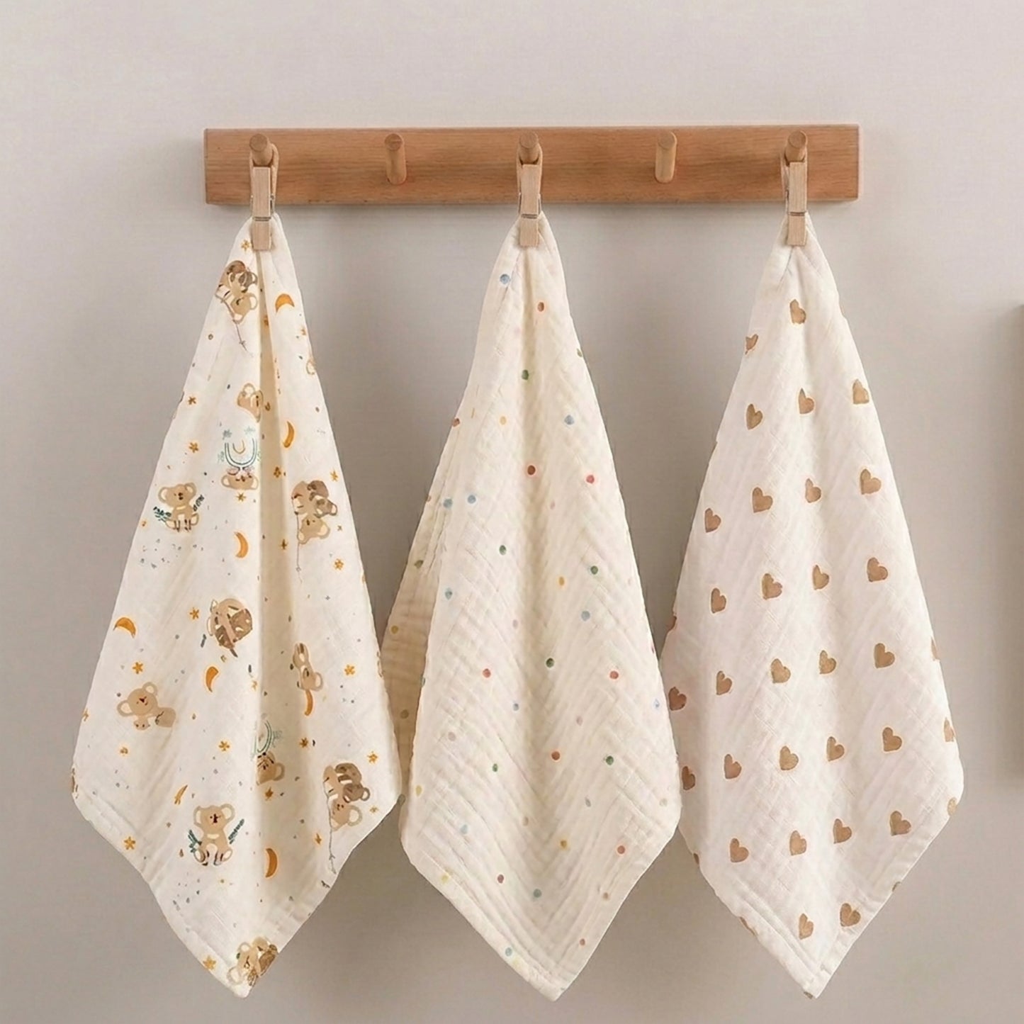 Soft 4-Layer Muslin Baby Face & Hand Towels - Multipurpose Long Burp Cloths for Newborns - Cotton Gauze Kindergarten Towels
