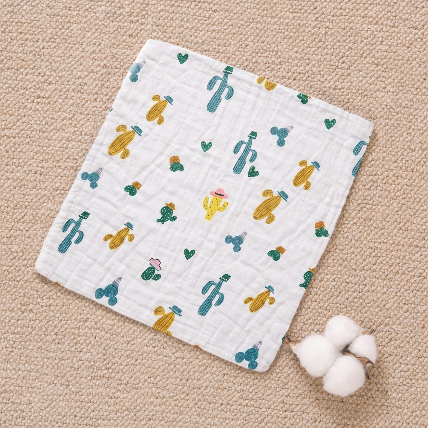 Versatile 6-Layer Cotton Baby Care Towels – Essential Muslin Handkerchiefs for Face Wash, Bath Time, Feeding, and Daily Burp Wipes