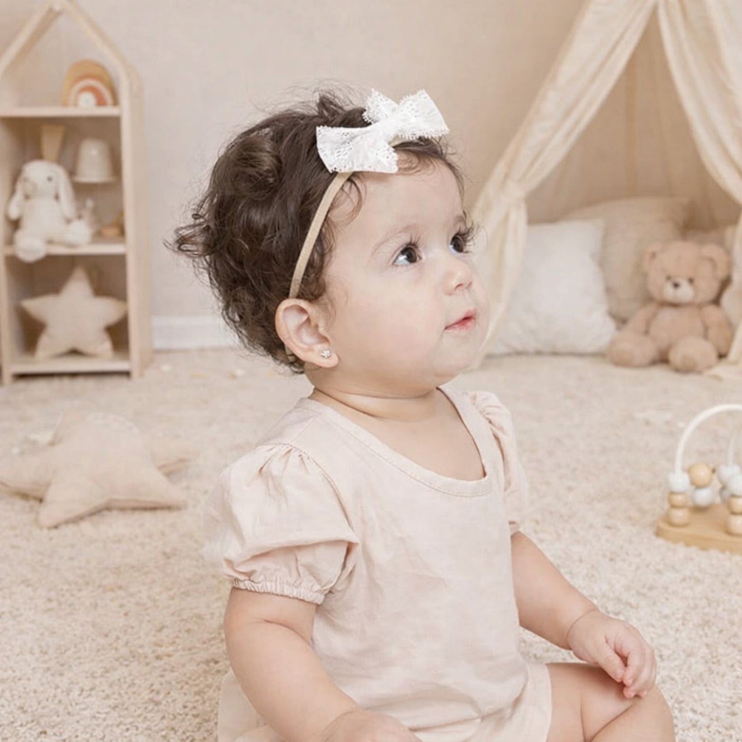4-5Pcs/Set Baby Bow Headbands - Cotton Linen & Lace Fabric - Leopard Print Newborn Hair Accessories for Girls