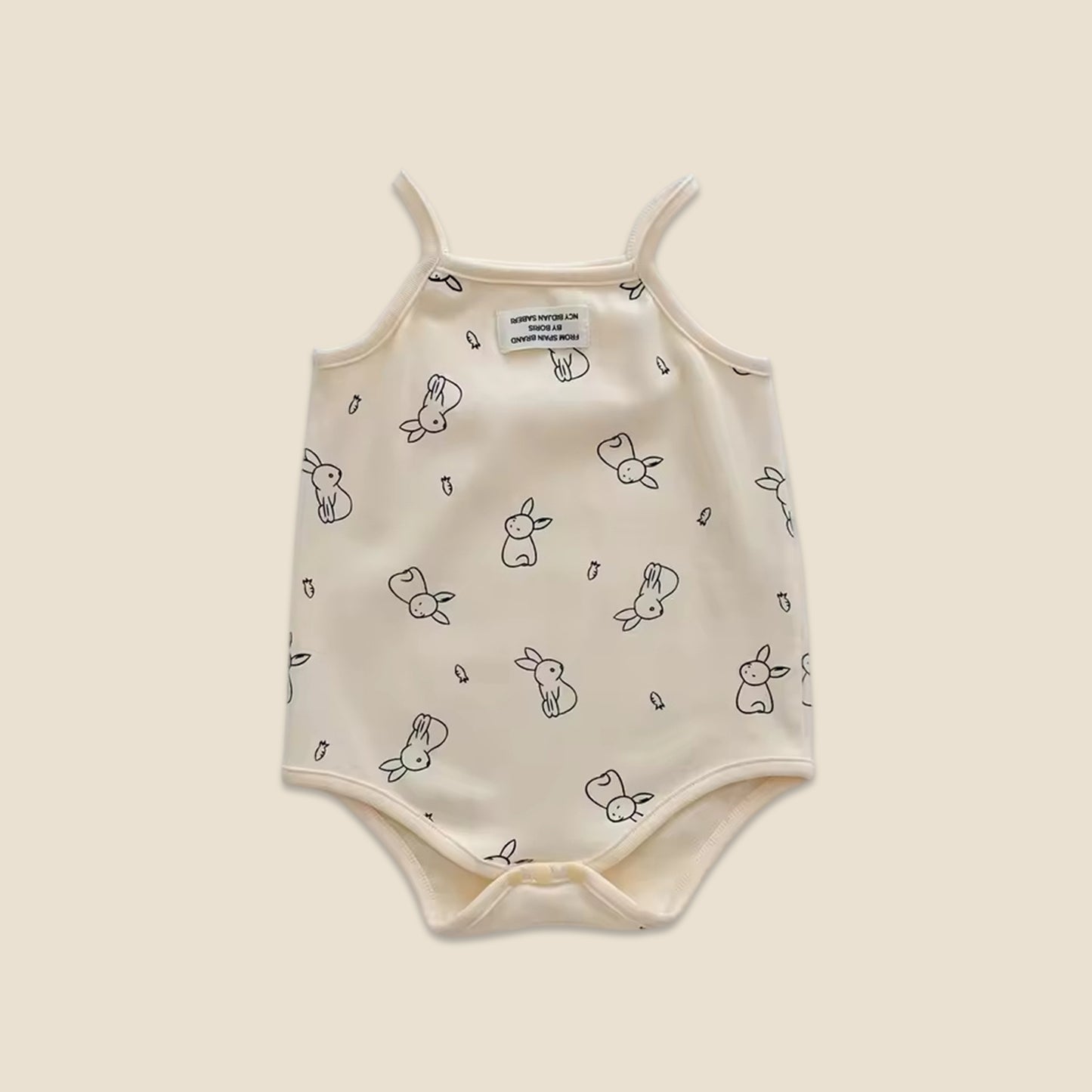 Summer Baby Sleeveless Romper - Cotton Elastane Button Bodysuit - Casual Cartoon Bunny Onesie for Newborns 0-12M
