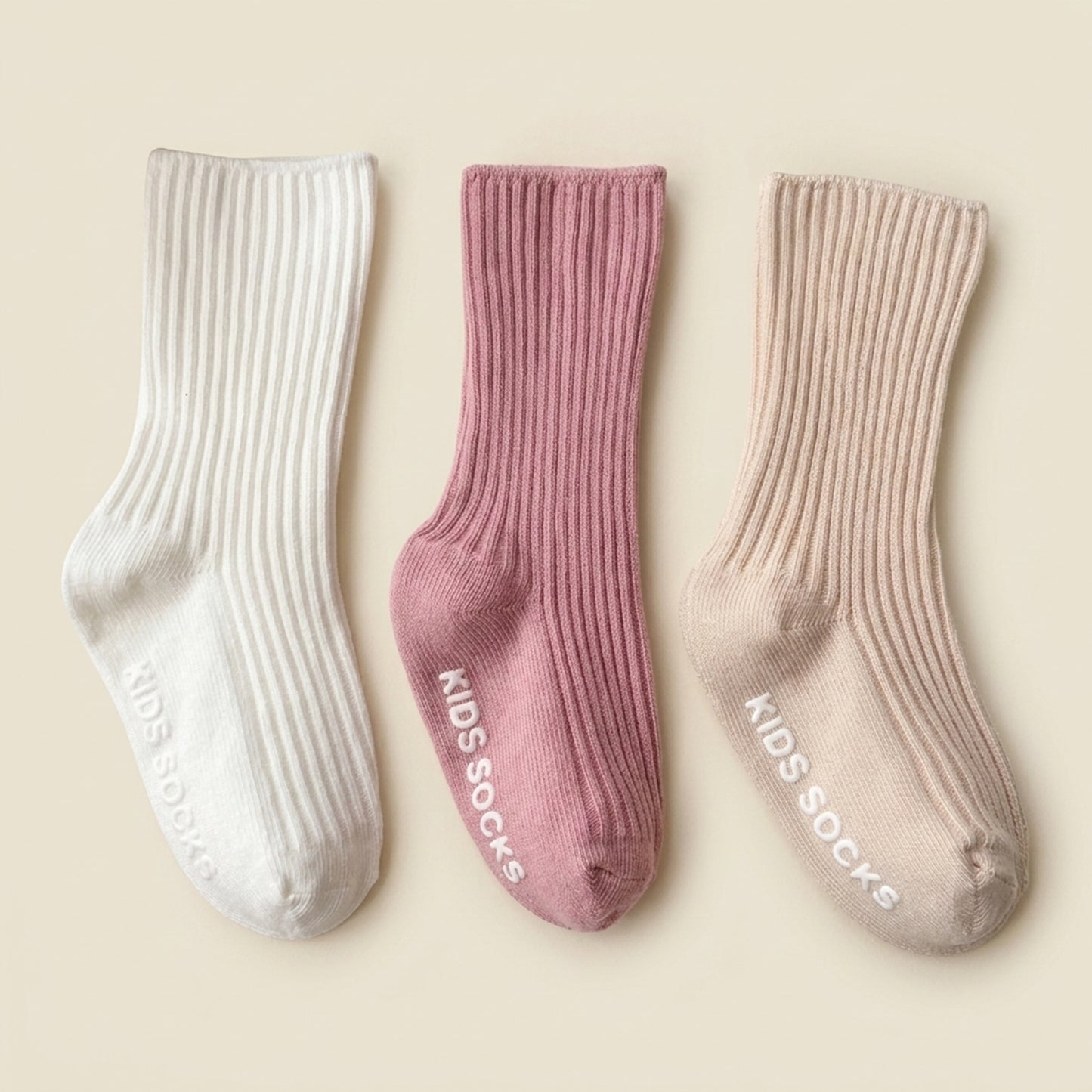 Non-Slip Baby Cotton Striped Socks (3 Pairs) - Secure Rubber Grips for Toddlers (0-3Y)