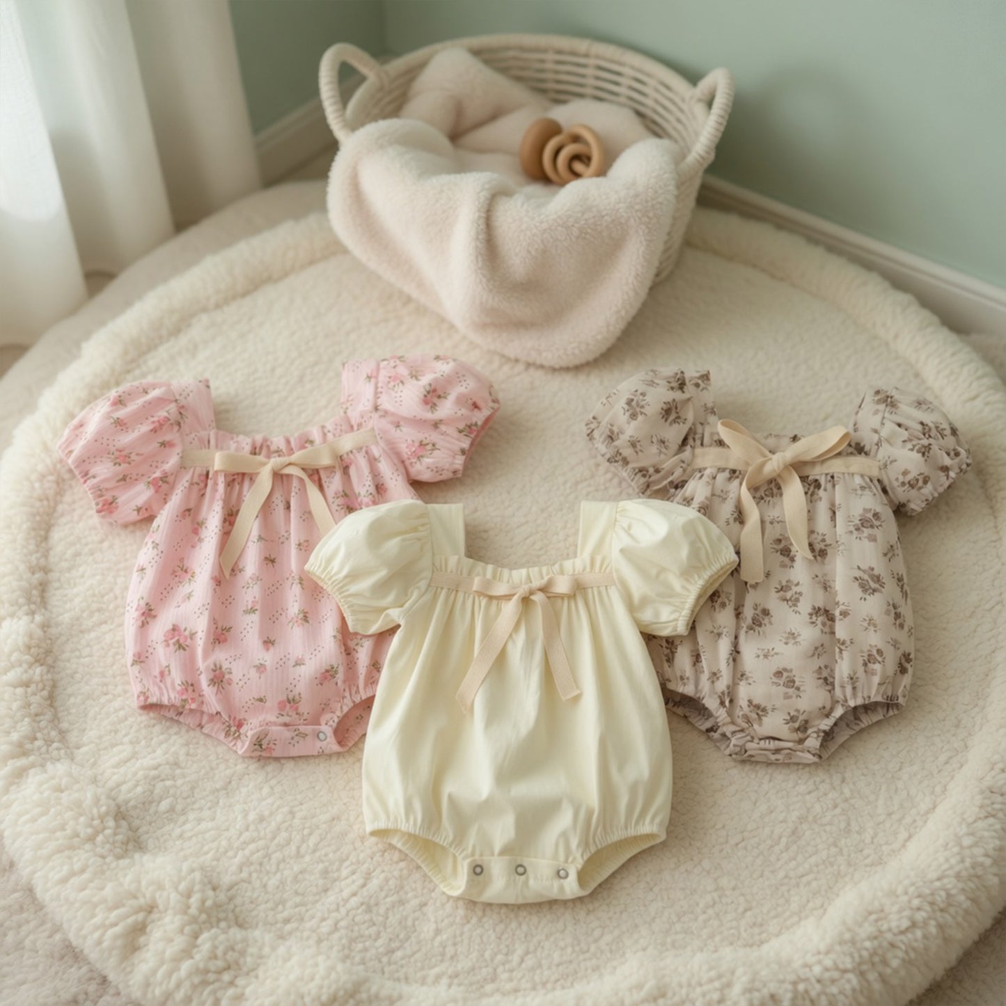 Short Sleeve Floral Baby Romper - 100% Cotton Summer Sunsuit - Casual Newborn Jumpsuit 0-24M