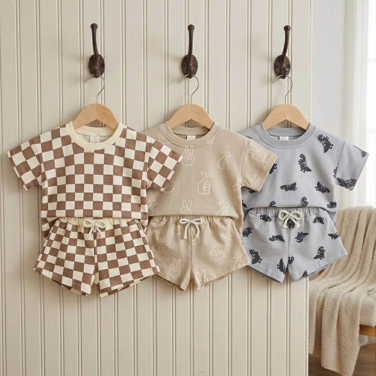 100% Cotton Kids Summer Clothing Set - Unisex Short Sleeve T-Shirt & Shorts Suit - Casual Baby Outfits for 1-8 Years