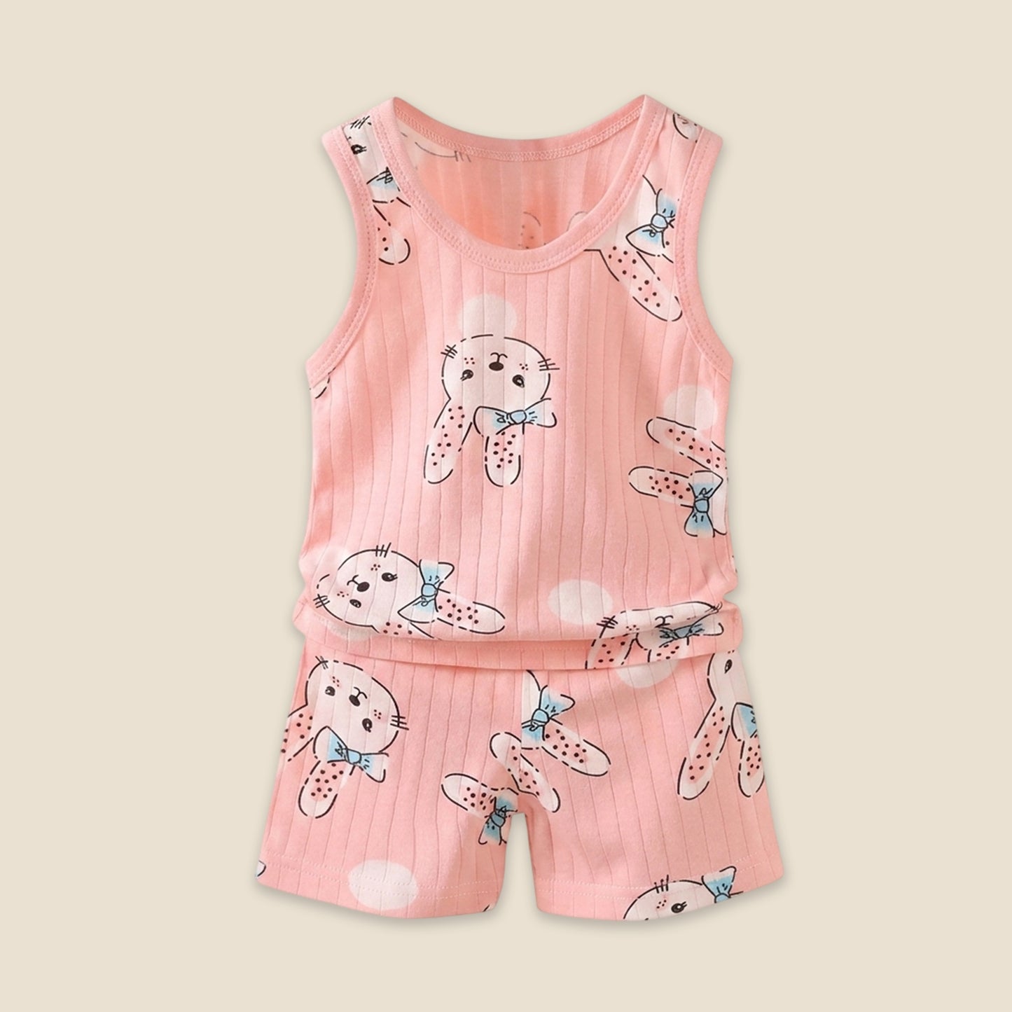 Kids Summer Tank Top & Shorts Set - Breathable Sleeveless Print Outfit - Casual Cotton Vest Suit for Babies