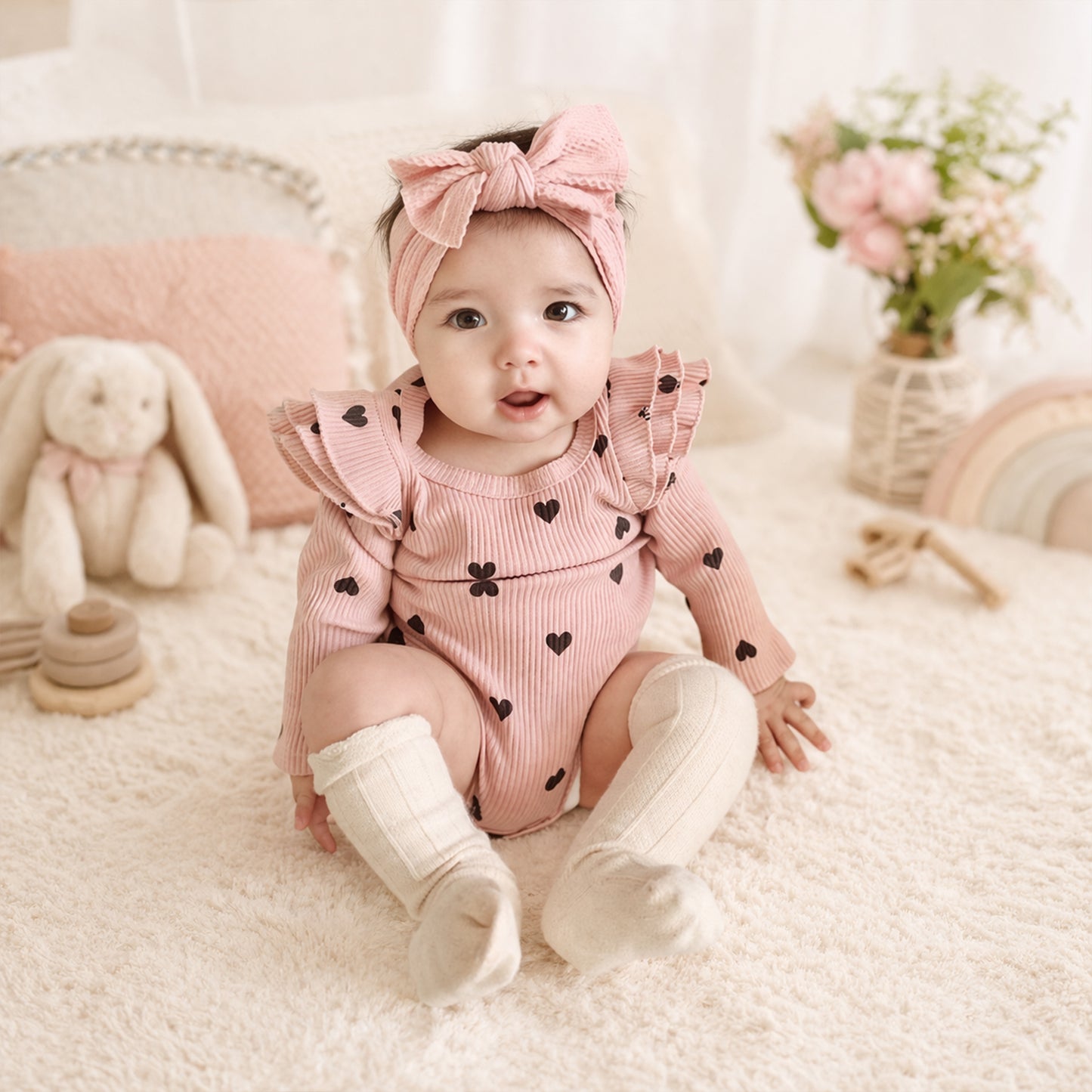 3-Piece Baby Girl Headband Set - Soft Elastic Bow Hair Bands - Newborn Turban & Hair Accessories Gift Pack