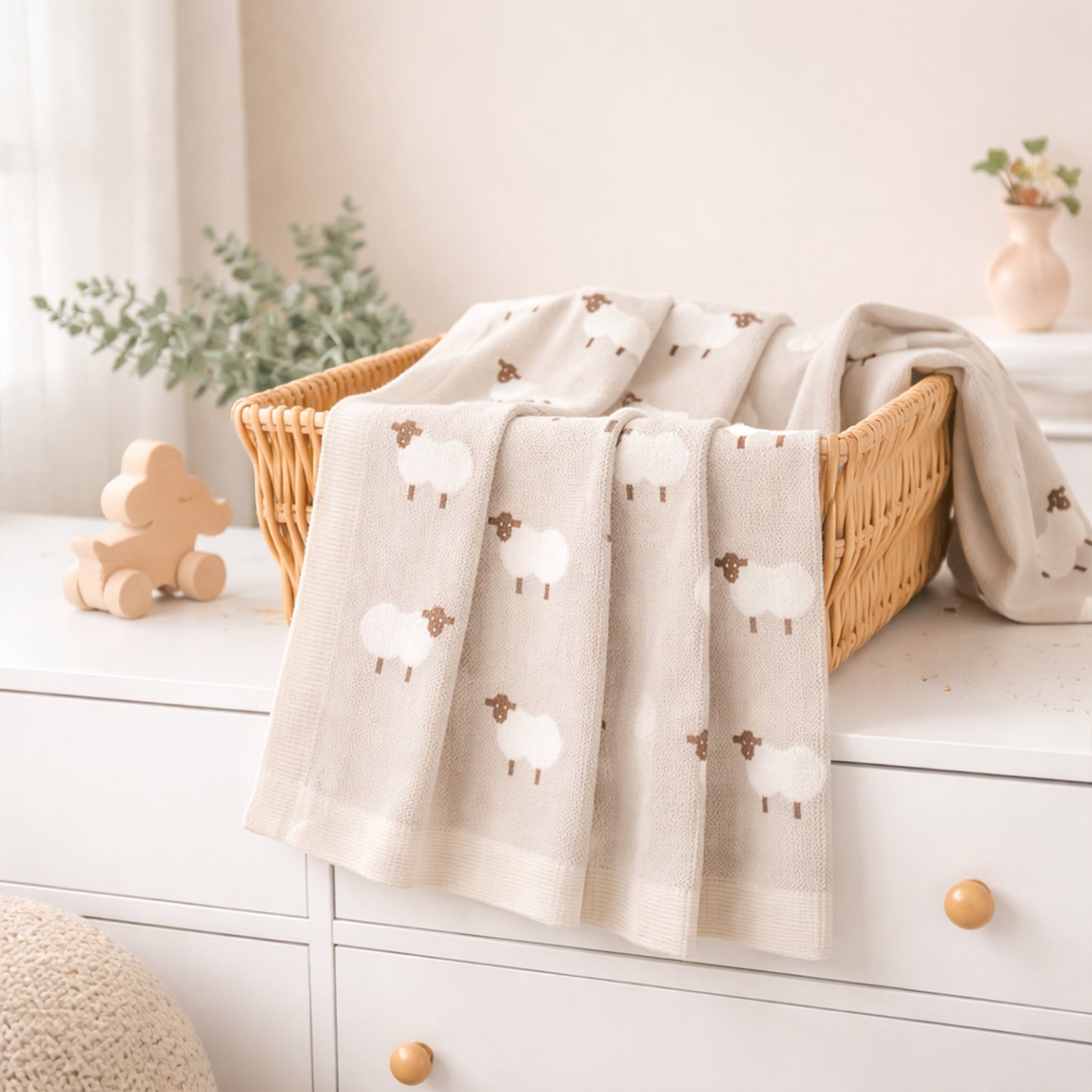 Knitted Baby Cotton Blanket - Pure Cotton Breathable Swaddle Wrap - Cozy Cuddle Quilt for Boys & Girls