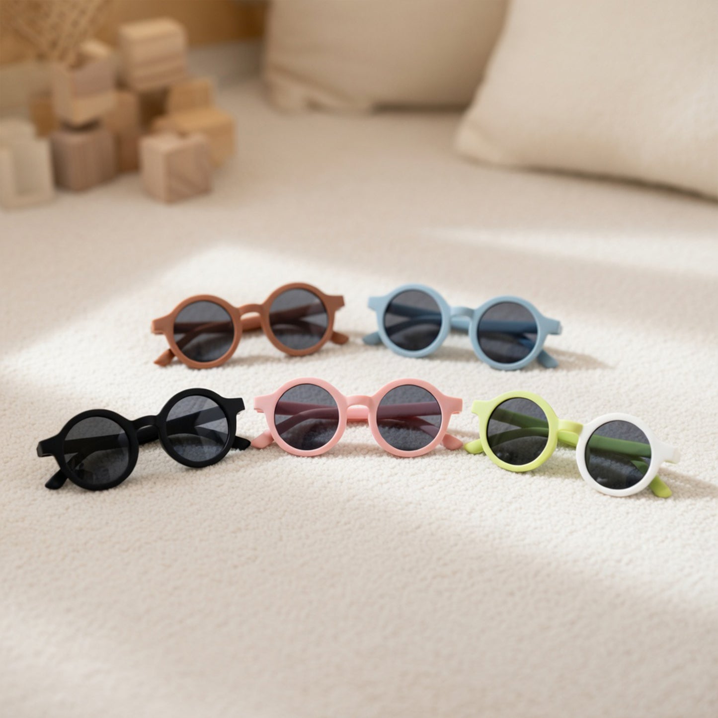 Foldable Kids Sunglasses - Portable Round Sun Glasses for Boys & Girls - Cute Baby Shades & Street Beat Eyewear