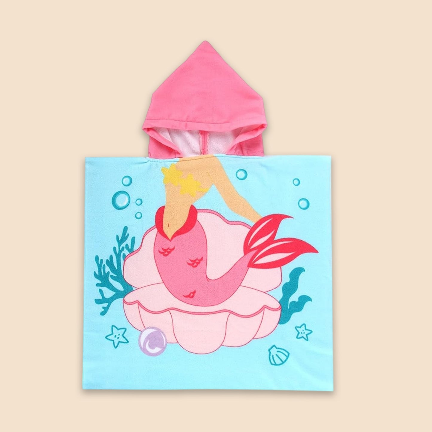 Cartoon Kids Hooded Cape Towel - Quick-Dry Beach & Bathrobe - Fun Unicorn Shark Dinosaur Print for Children
