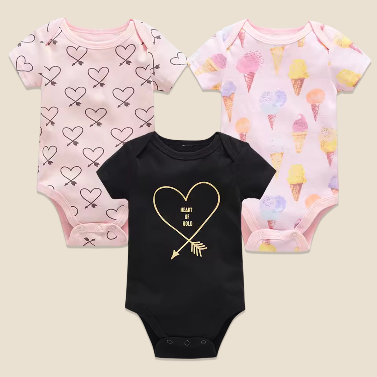 3/6 Pcs Baby Bodysuit Set - 100% Cotton Short Sleeve Rompers - Unisex Newborn Clothes 0-12 Months