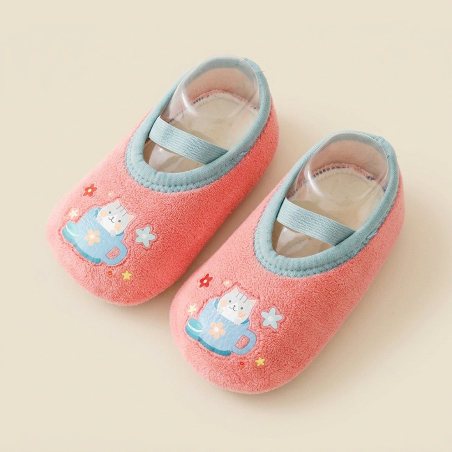 Anti-Slip Cartoon Baby First Walkers - Winter Warm Indoor & Outdoor Floor Shoes with Durable Rubber Soles