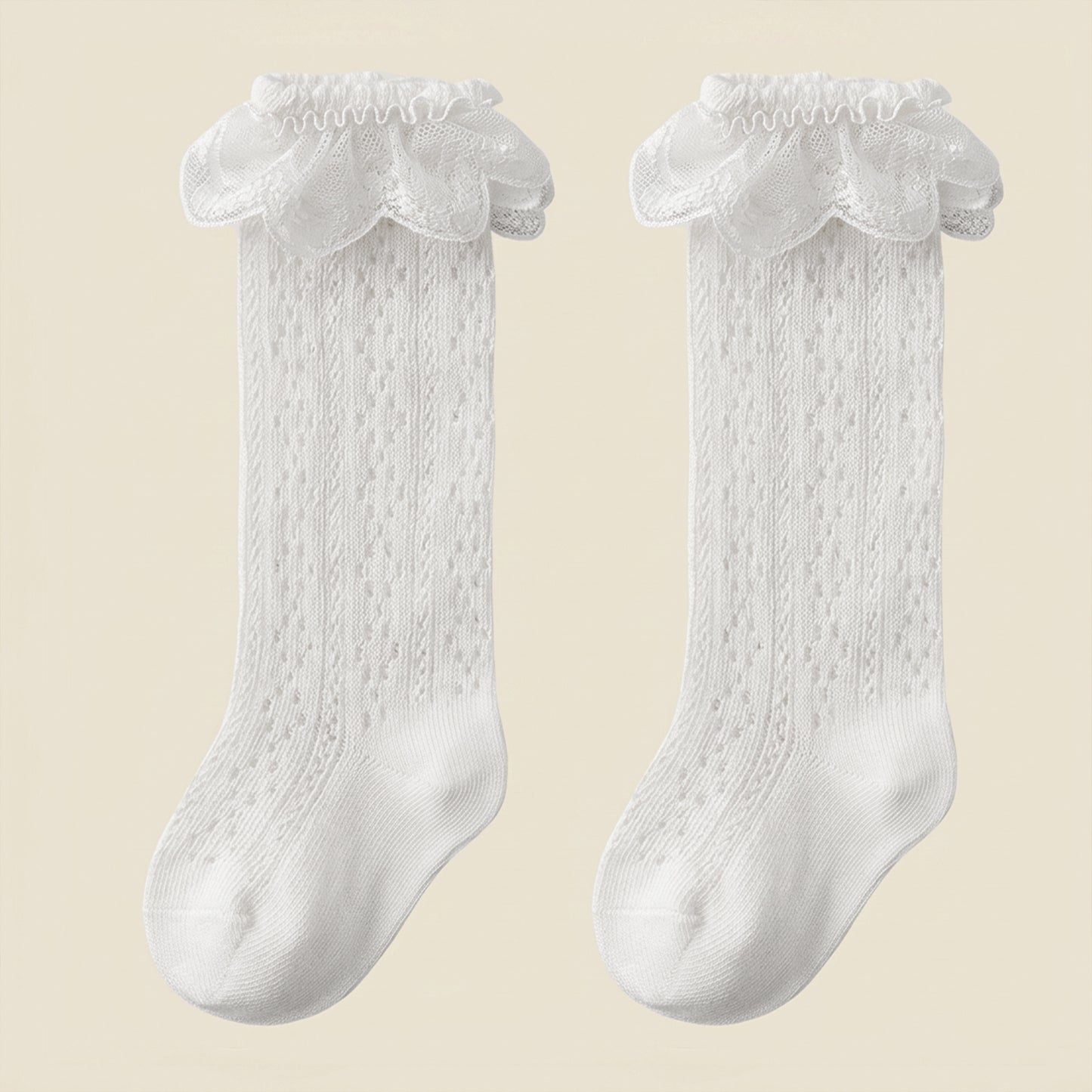 Lace Ruffle Princess Knee-High Socks - Elegant Party & Wedding Socks for Toddler Girls