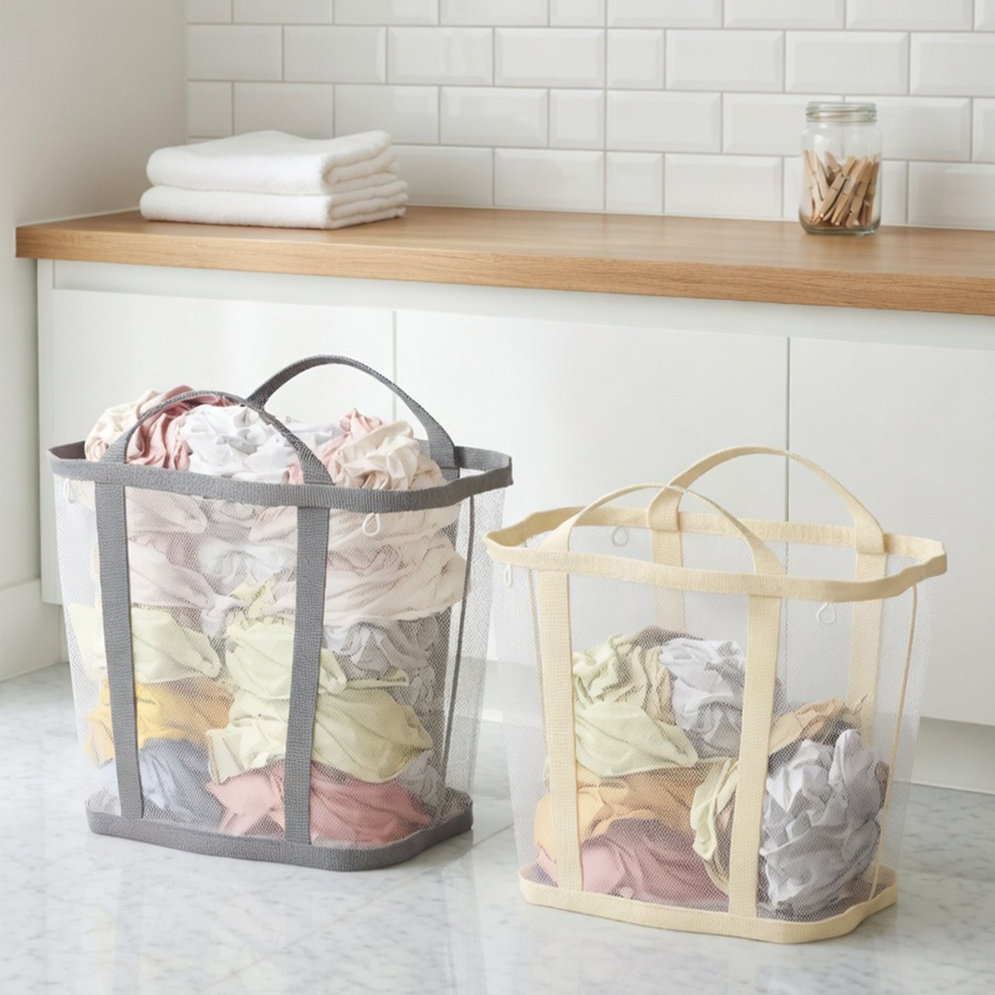 Foldable Pop-Up Baby Clothes Hamper - Breathable Mesh Bin for Nursery - Space-Saving Storage for Baby Socks, Bibs & Laundry