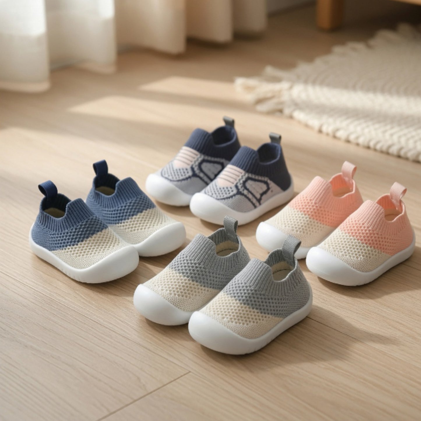Infant Mesh Crib Shoes with Soft Bottom - Lightweight Non-Slip Slippers for Boys & Girls