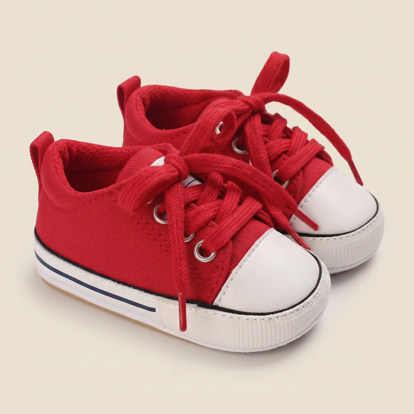 Canvas Baby Basketball Sneakers - Non-Slip Rubber Sole First Walkers (0-18M)