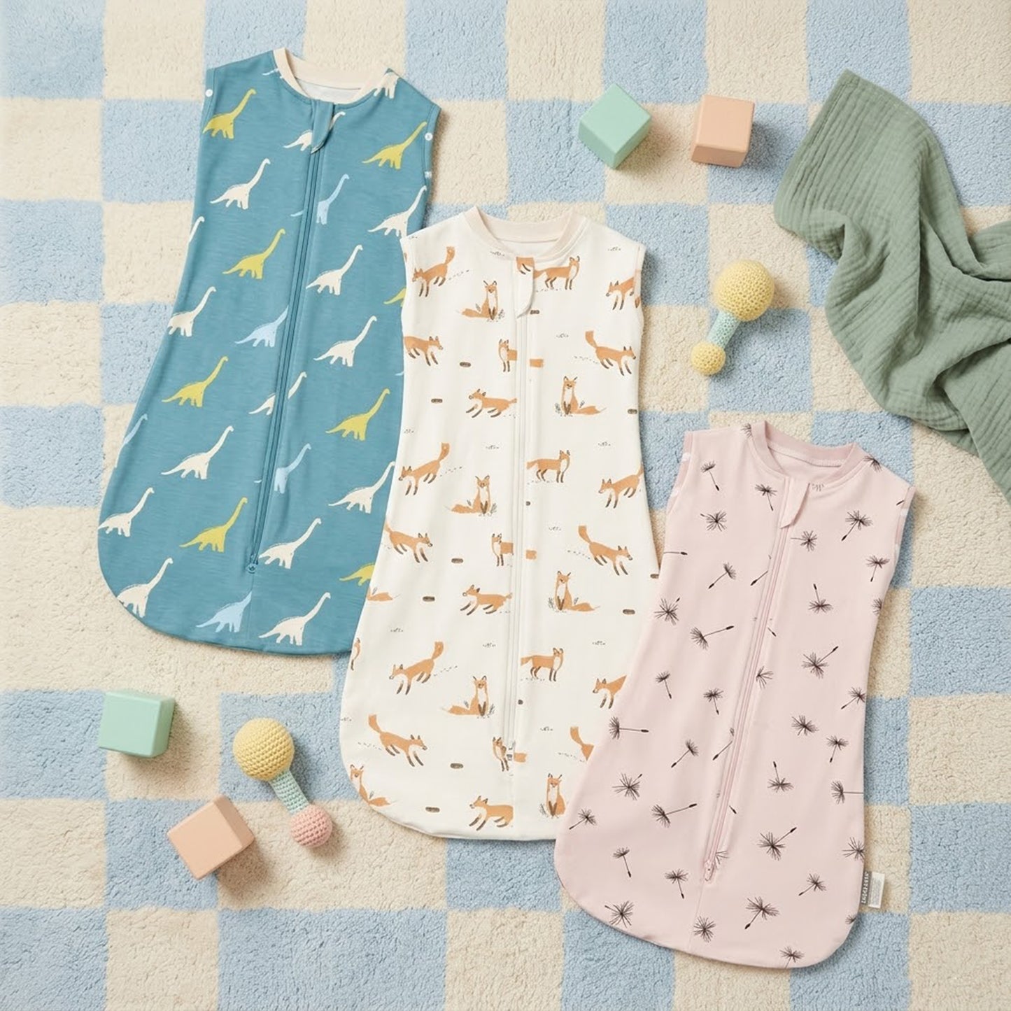 Ultra-Thin Summer Baby Sleeping Bag – Sleeveless 100% Soft Cotton Swaddle - 2-Way Zipper Newborn Sleep Sack