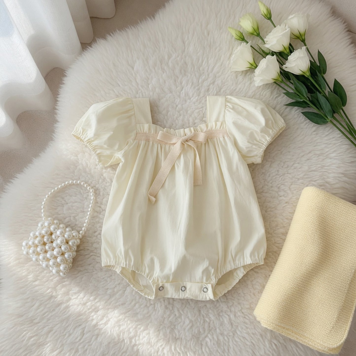 Short Sleeve Floral Baby Romper - 100% Cotton Summer Sunsuit - Casual Newborn Jumpsuit 0-24M