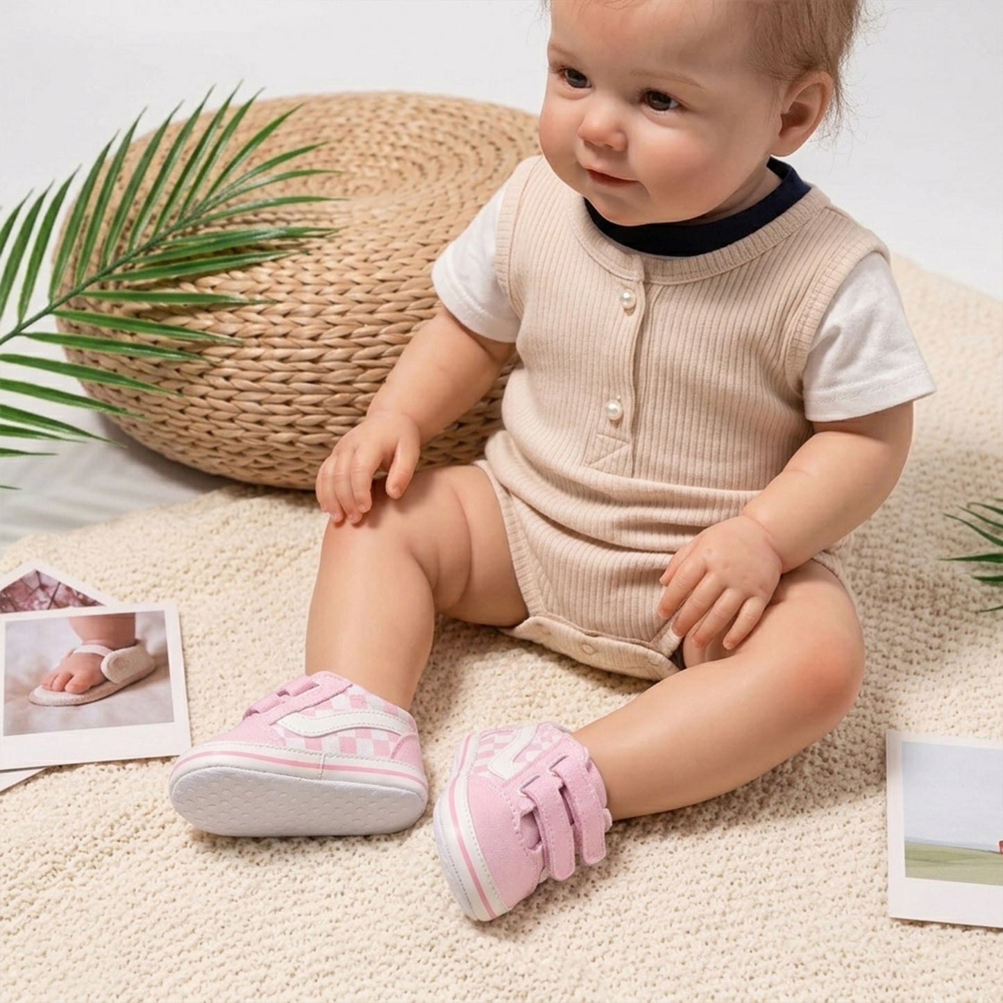 Classic Plaid First Walker Shoes - Breathable Canvas Baby Sneakers for Boys & Girls