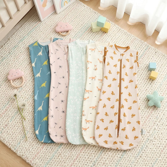 Ultra-Thin Summer Baby Sleeping Bag – Sleeveless 100% Soft Cotton Swaddle - 2-Way Zipper Newborn Sleep Sack