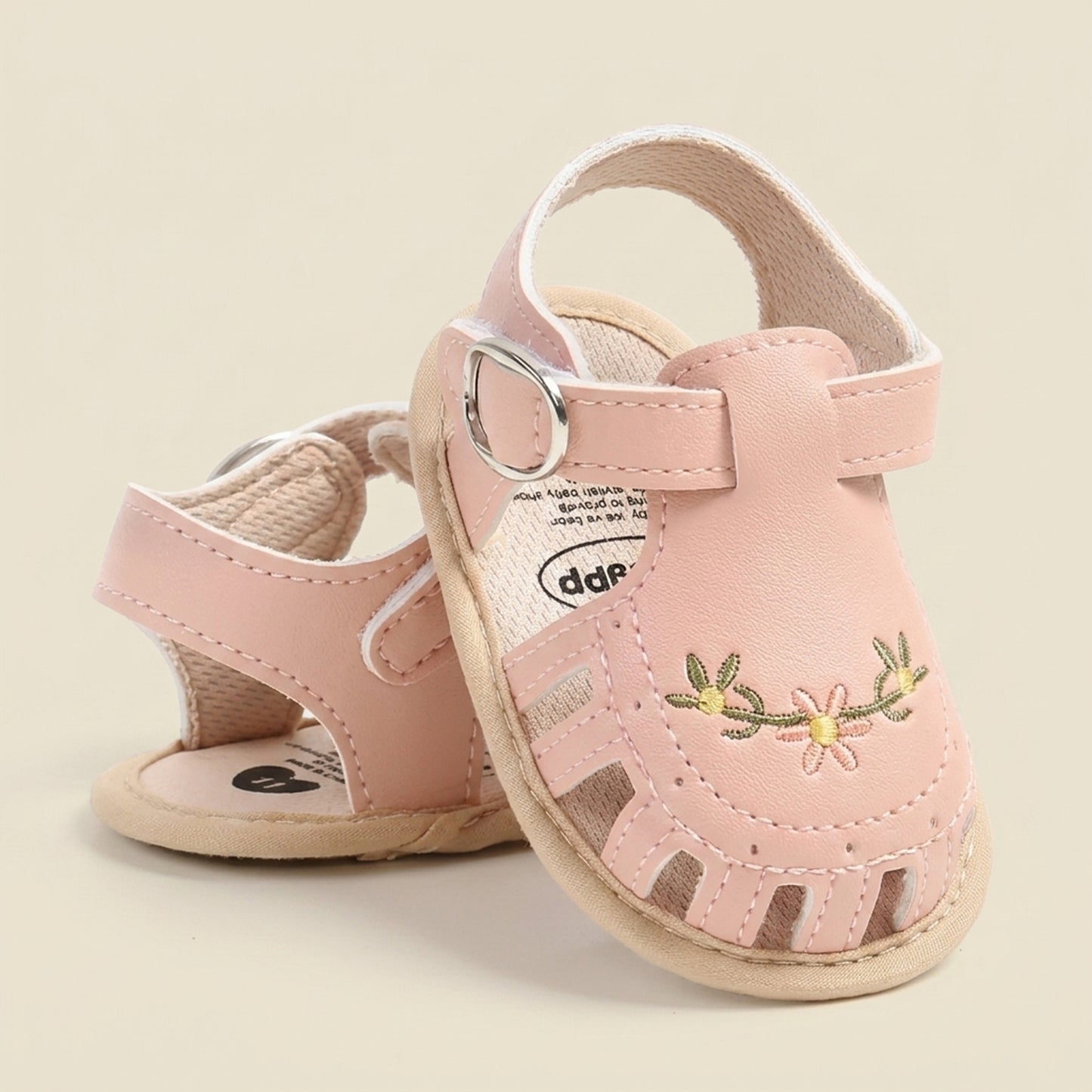 Newborn Summer Leisure Sandals - Lightweight Soft Sole Wrap Toe Summer Shoes - Cute Floral Embroidered First Walkers (0-18M)