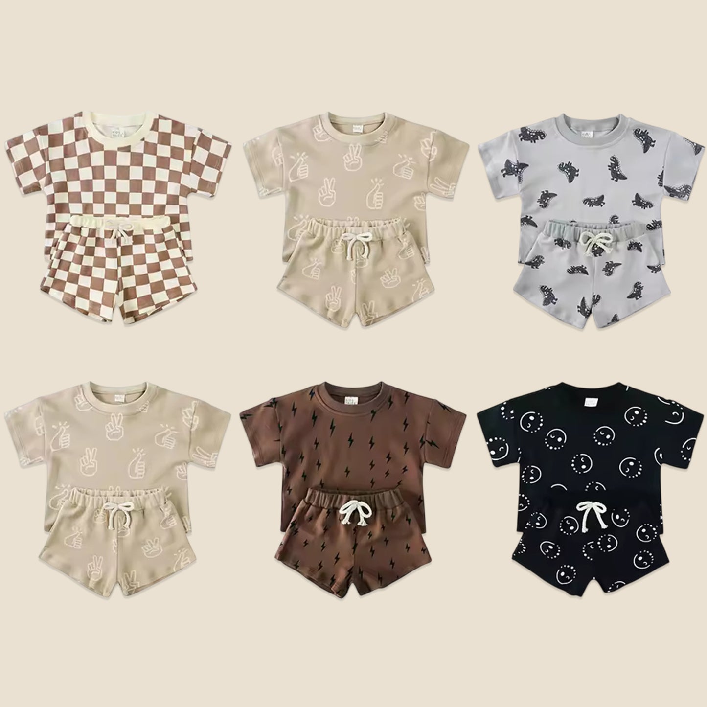 100% Cotton Kids Summer Clothing Set - Unisex Short Sleeve T-Shirt & Shorts Suit - Casual Baby Outfits for 1-8 Years