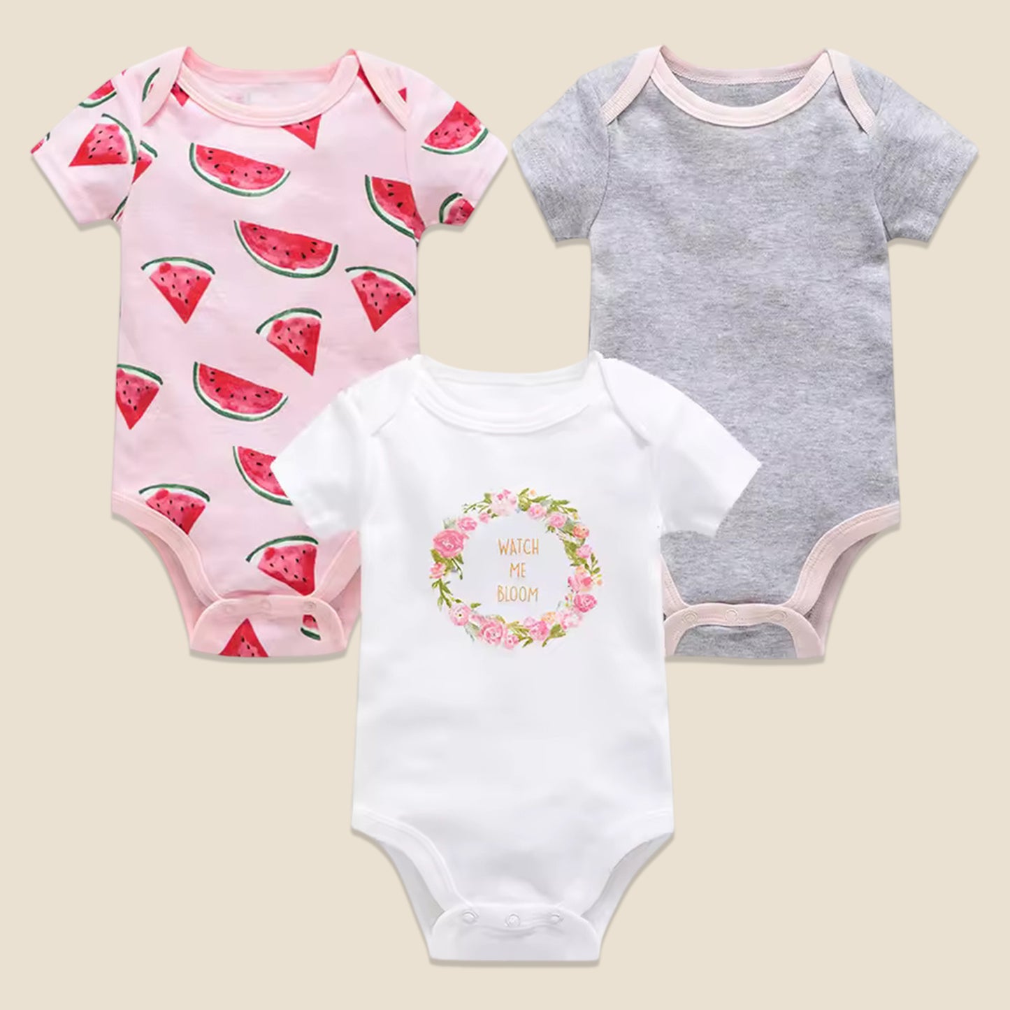 3/6 Pcs Baby Bodysuit Set - 100% Cotton Short Sleeve Rompers - Unisex Newborn Clothes 0-12 Months