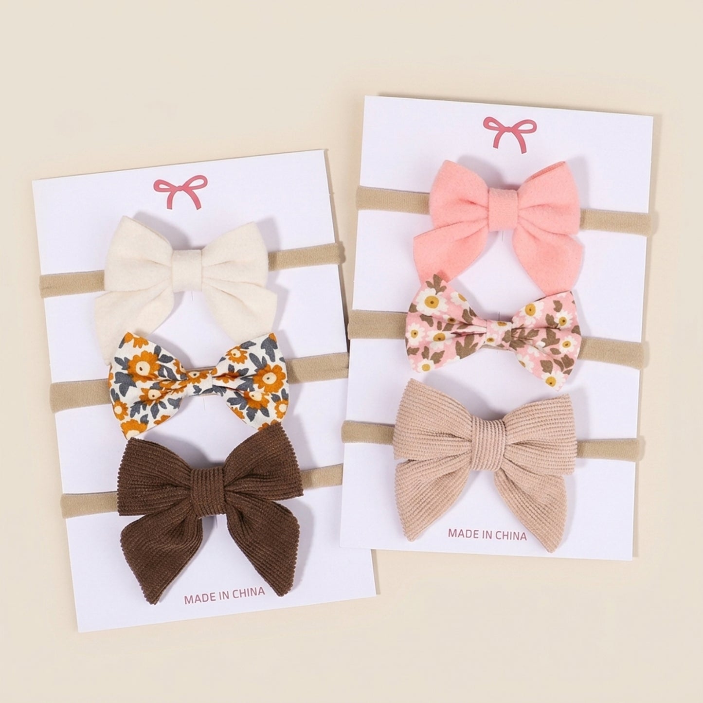 4-5Pcs/Set Baby Bow Headbands - Cotton Linen & Lace Fabric - Leopard Print Newborn Hair Accessories for Girls