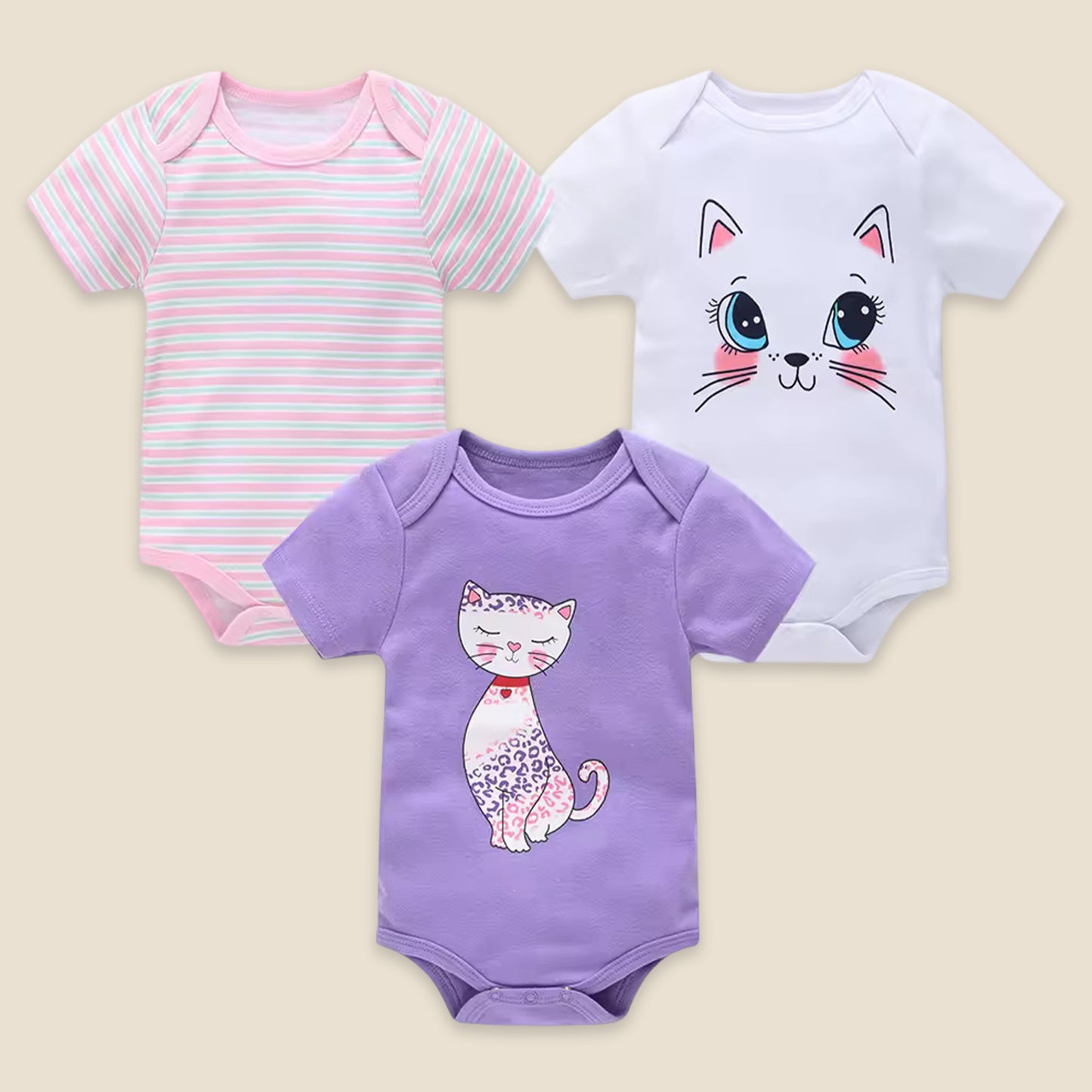 3/6 Pcs Baby Bodysuit Set - 100% Cotton Short Sleeve Rompers - Unisex Newborn Clothes 0-12 Months