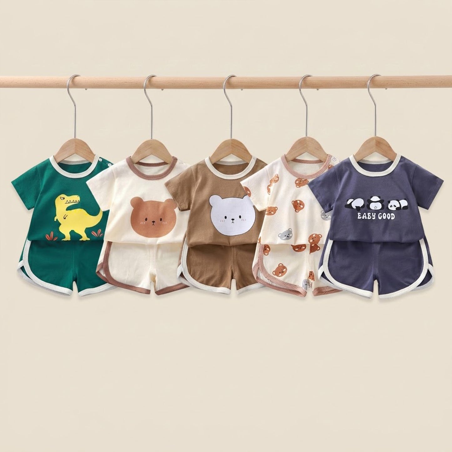 Summer Baby Cartoon Clothing Set - 100% Cotton Short Sleeve T-Shirt & Shorts - Casual 2Pcs Outfit for Boys & Girls 0-4Y