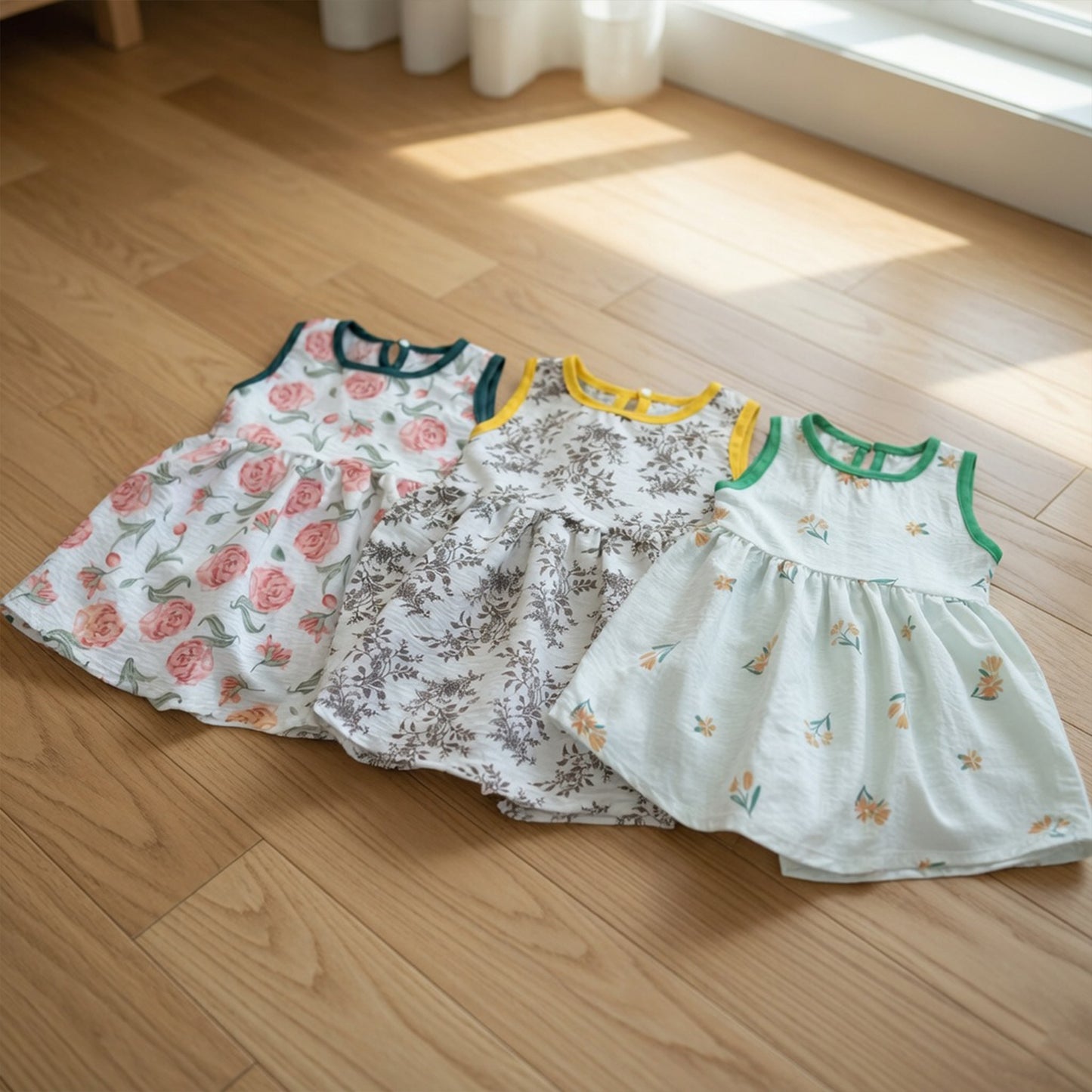Newborn Girl Sleeveless Printed Dress - Casual Princess Style Clothing - Fashionable Baby Girl Leisure Outfits