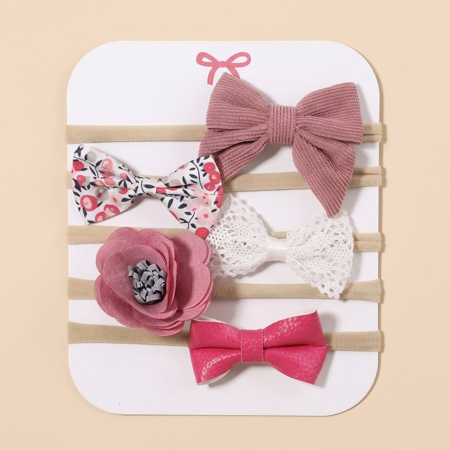 4-5Pcs/Set Baby Bow Headbands - Cotton Linen & Lace Fabric - Leopard Print Newborn Hair Accessories for Girls