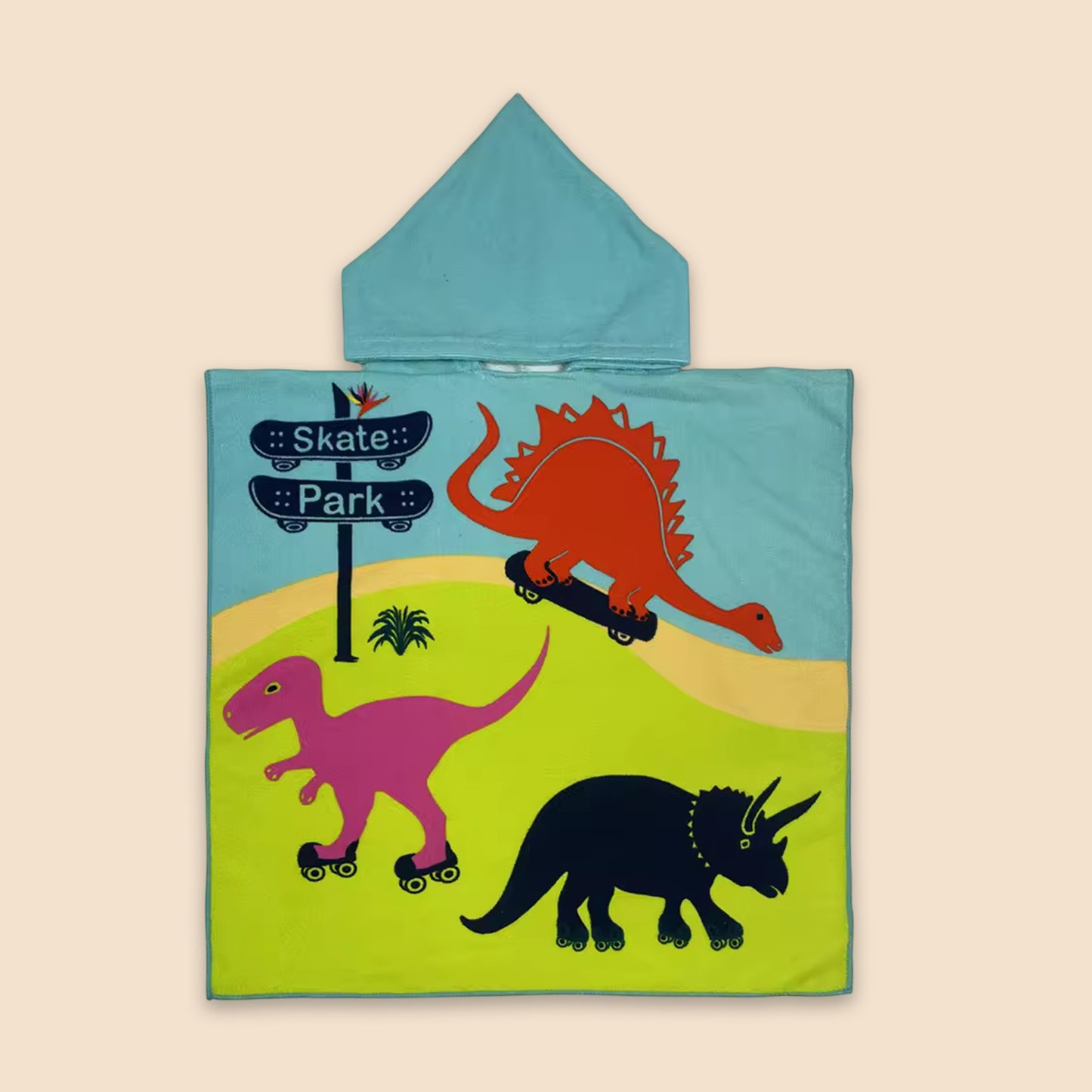 Cartoon Kids Hooded Cape Towel - Quick-Dry Beach & Bathrobe - Fun Unicorn Shark Dinosaur Print for Children