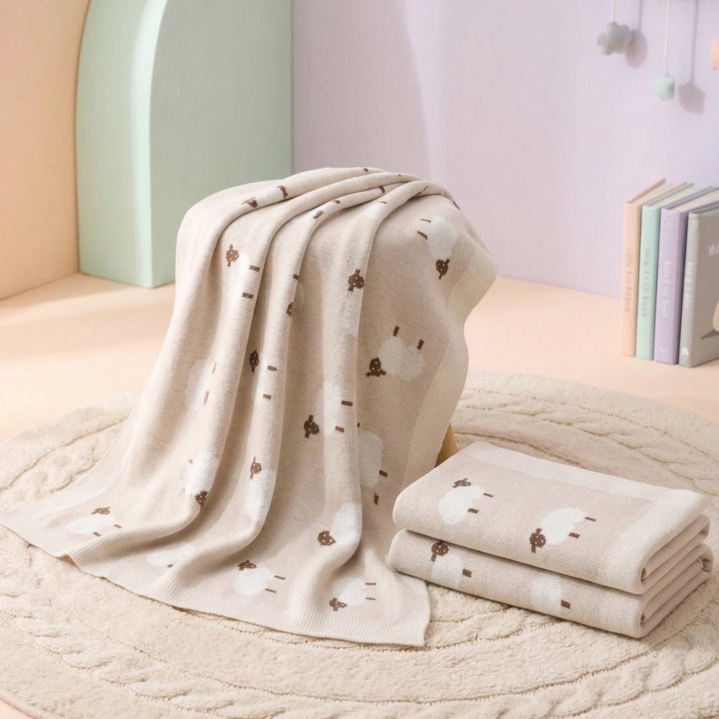 Knitted Baby Cotton Blanket - Pure Cotton Breathable Swaddle Wrap - Cozy Cuddle Quilt for Boys & Girls