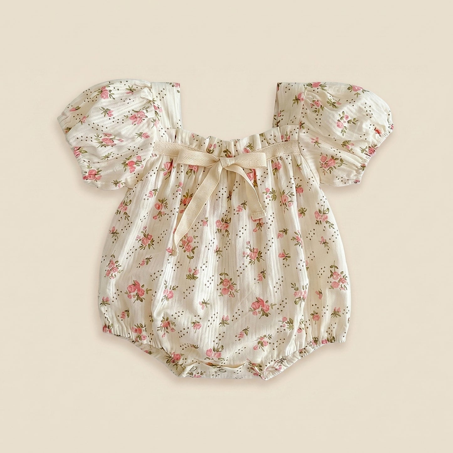 Short Sleeve Floral Baby Romper - 100% Cotton Summer Sunsuit - Casual Newborn Jumpsuit 0-24M