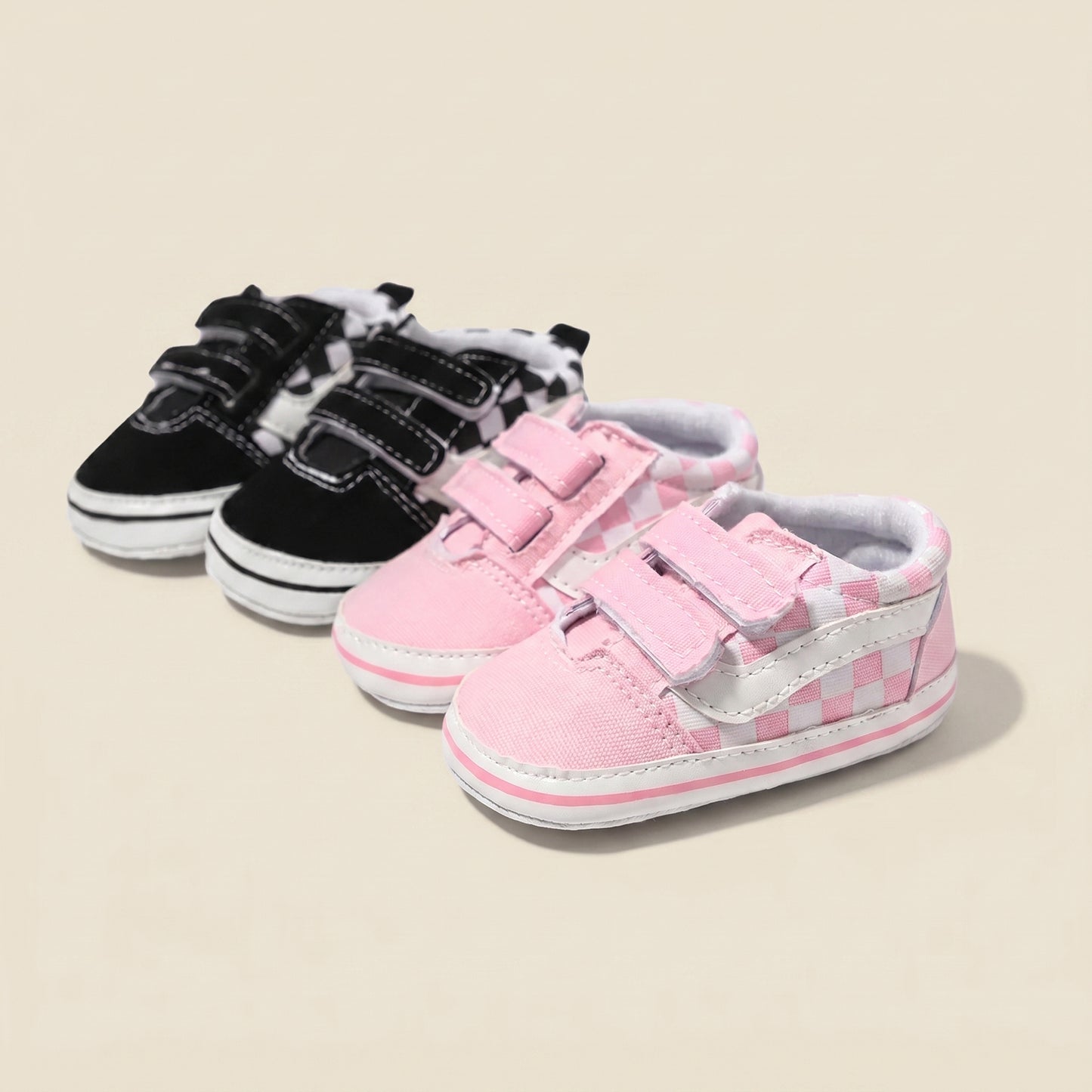Classic Plaid First Walker Shoes - Breathable Canvas Baby Sneakers for Boys & Girls