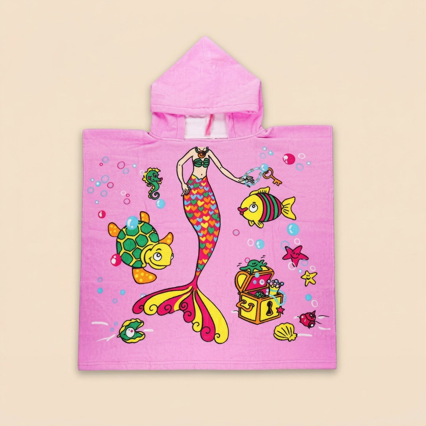 Cartoon Kids Hooded Cape Towel - Quick-Dry Beach & Bathrobe - Fun Unicorn Shark Dinosaur Print for Children