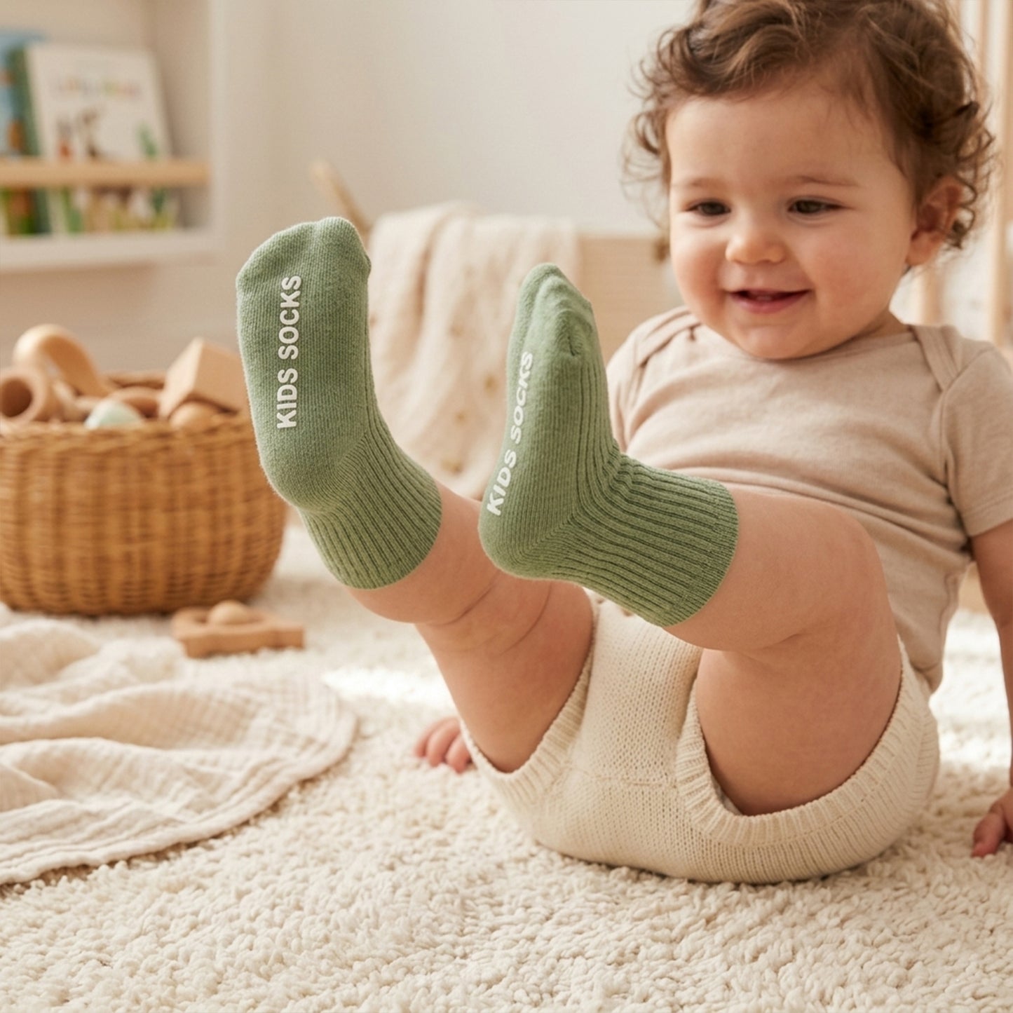 Non-Slip Baby Cotton Striped Socks (3 Pairs) - Secure Rubber Grips for Toddlers (0-3Y)