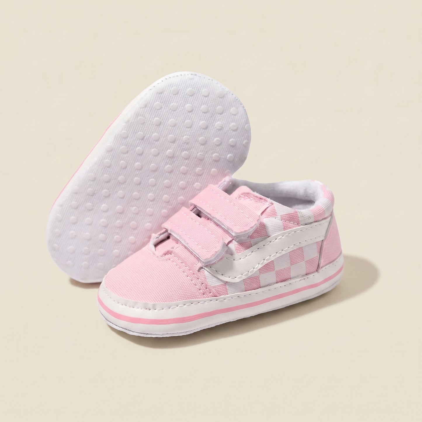 Classic Plaid First Walker Shoes - Breathable Canvas Baby Sneakers for Boys & Girls