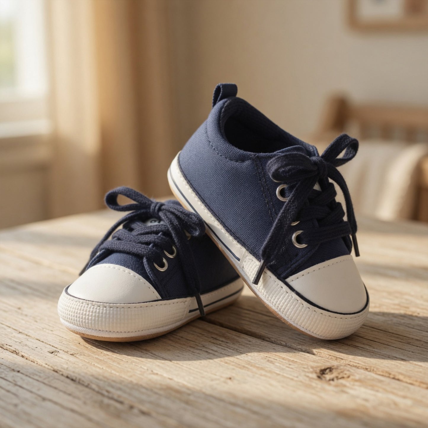 Canvas Baby Basketball Sneakers - Non-Slip Rubber Sole First Walkers (0-18M)