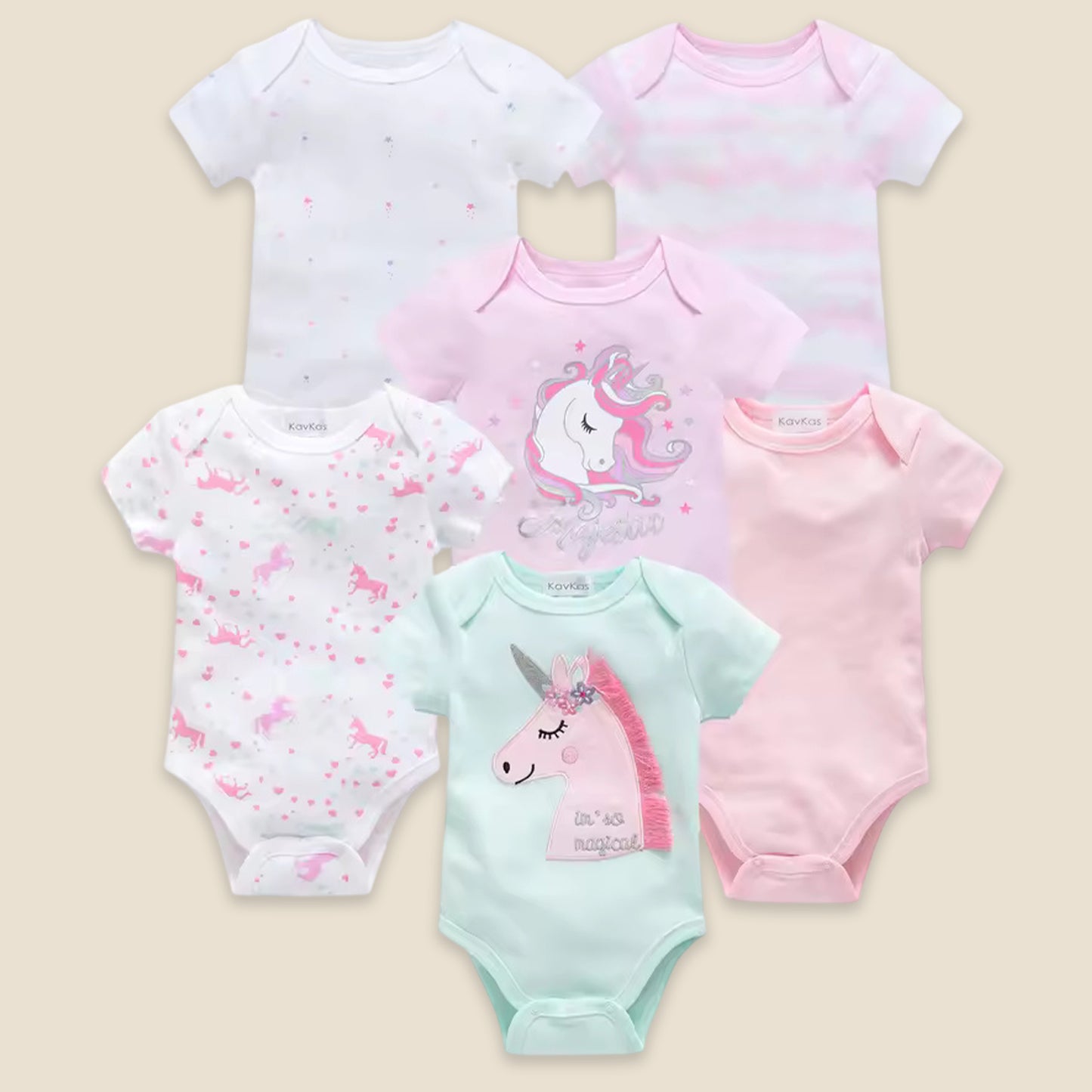 3/6 Pcs Baby Bodysuit Set - 100% Cotton Short Sleeve Rompers - Unisex Newborn Clothes 0-12 Months