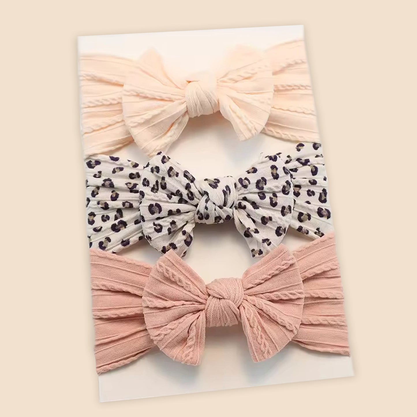 3-Piece Baby Girl Headband Set - Soft Elastic Bow Hair Bands - Newborn Turban & Hair Accessories Gift Pack