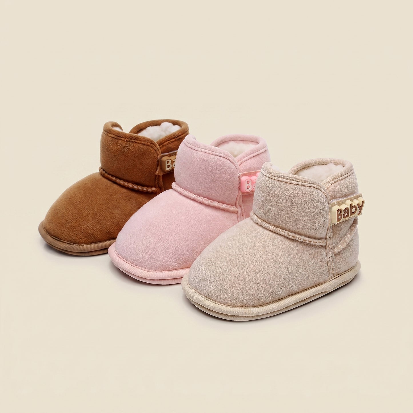 Infant Warm Fleece Snow Boots – Anti-Skid Soft Bottom Walking Shoes for Boys & Girls