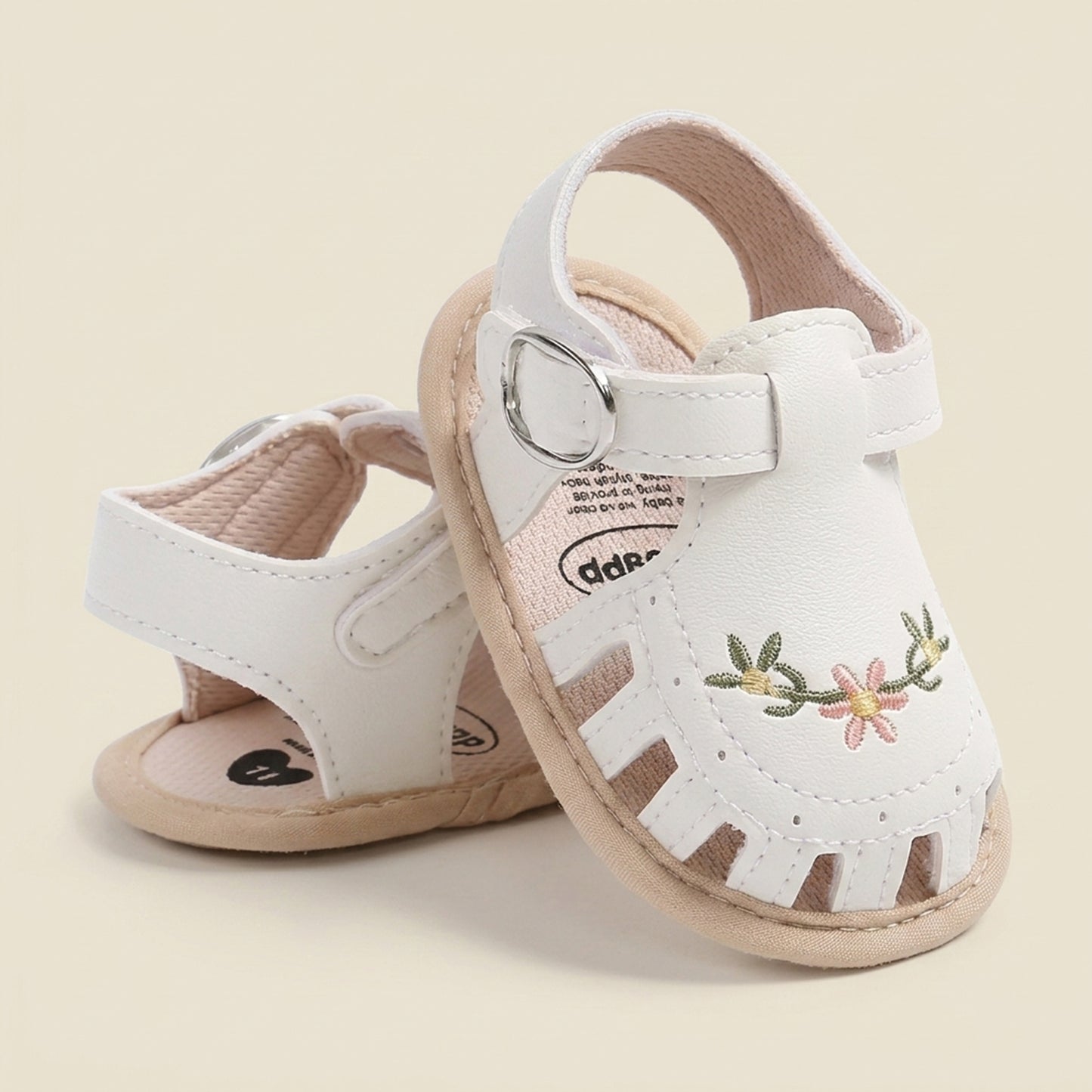 Newborn Summer Leisure Sandals - Lightweight Soft Sole Wrap Toe Summer Shoes - Cute Floral Embroidered First Walkers (0-18M)