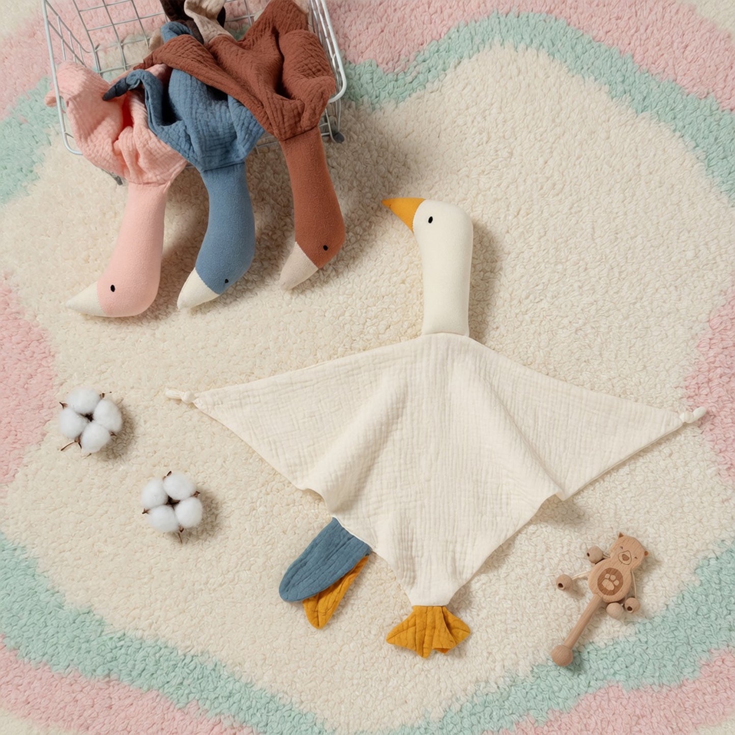 Cotton Swan Baby Soothe Towel - Cartoon Sleeping Doll & Comforter Blanket - Soft Newborn Saliva Towel & Sleep Toy
