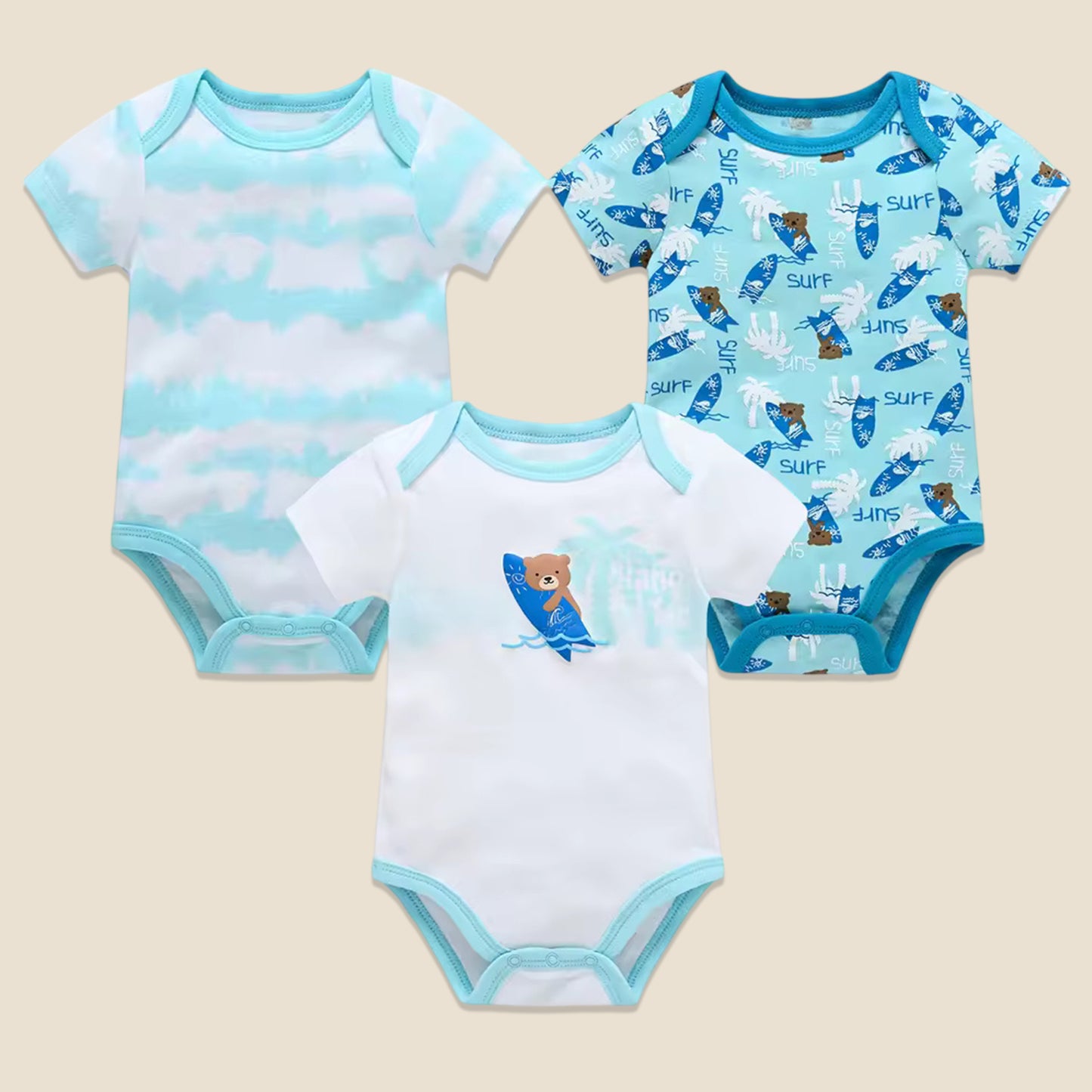 3/6 Pcs Baby Bodysuit Set - 100% Cotton Short Sleeve Rompers - Unisex Newborn Clothes 0-12 Months