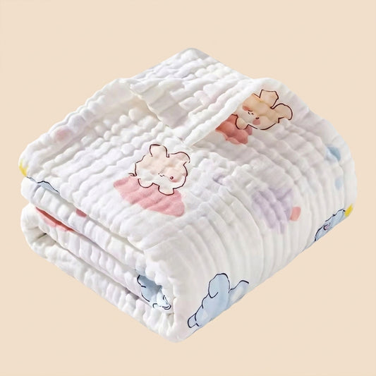Cotton Muslin Baby Swaddle Blanket - Breathable Printed Newborn Wrap - Soft Multi-use Bath Towel for Infants