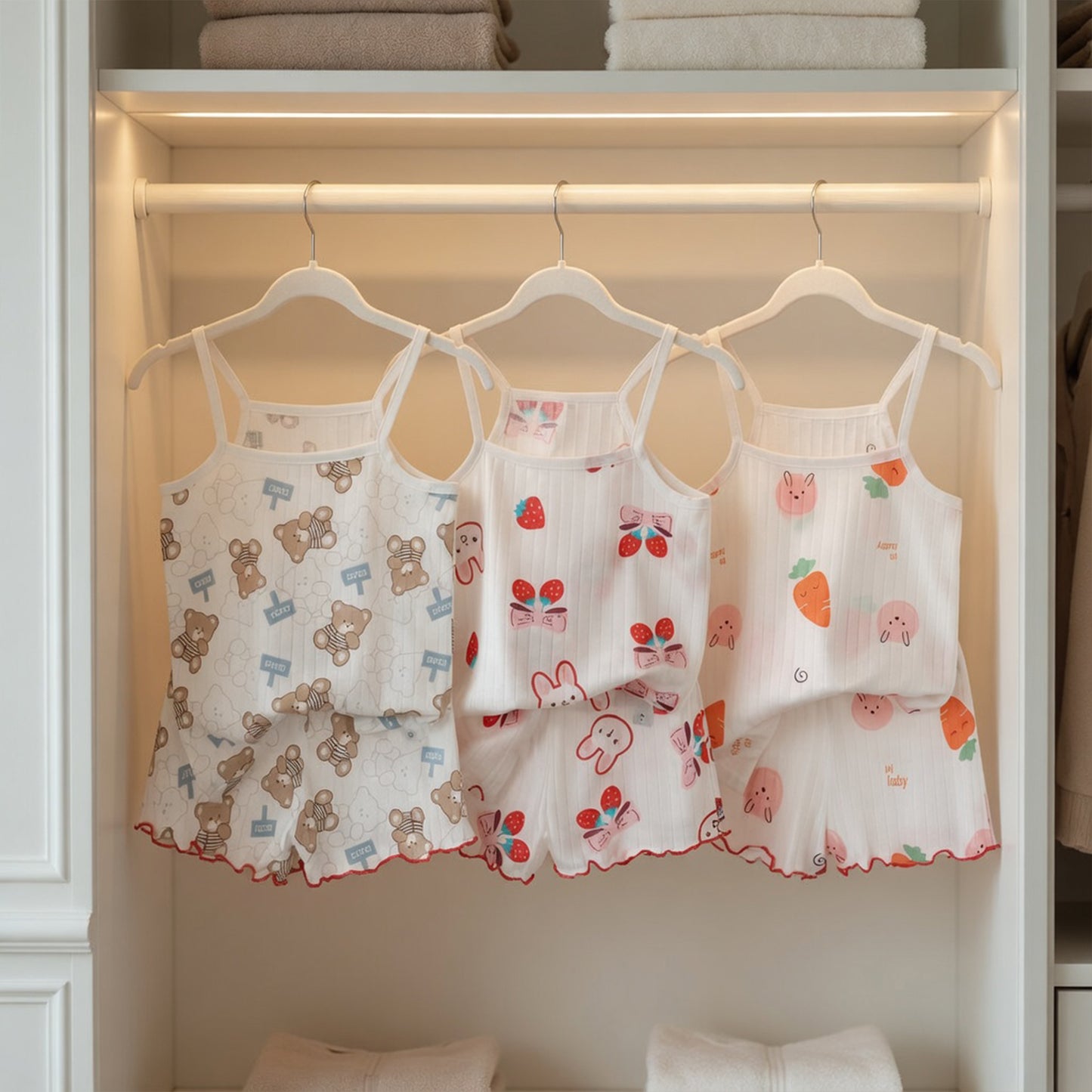 Baby Girl Sleeveless Summer Outfit - 100% Cotton Thin Vest & Shorts Set - Breathable Loungewear for Kids