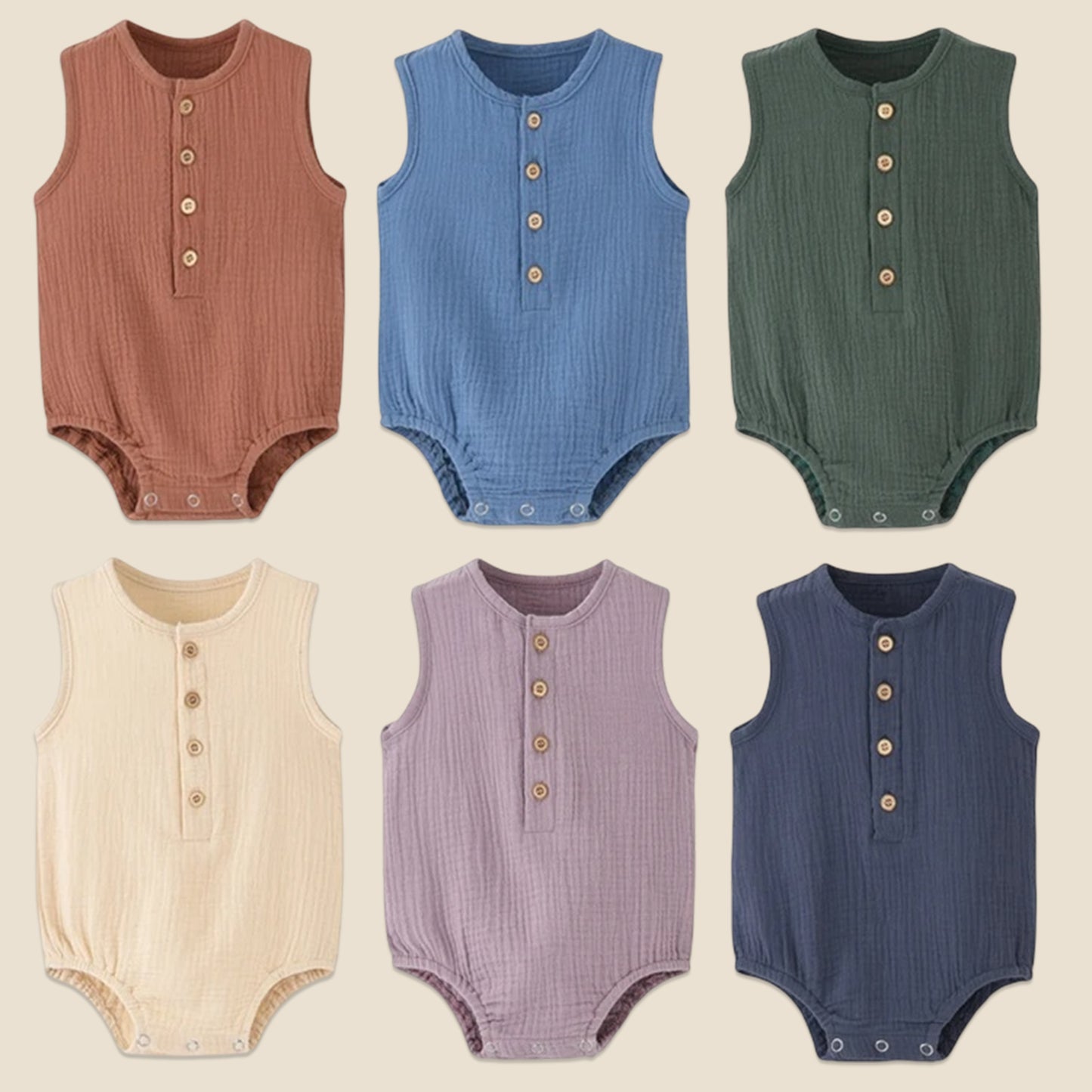 Breathable Cotton Linen Baby Romper - Sleeveless Solid Summer Jumpsuit - Thin & Comfy One-Piece for Newborns